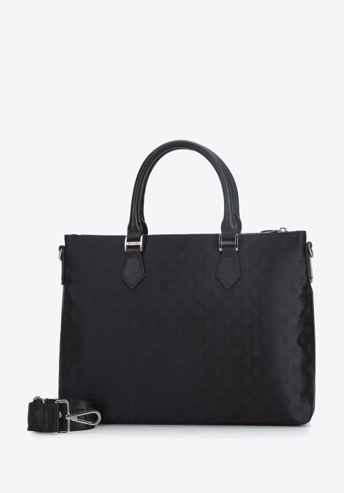 12-Zoll-Laptoptasche für Damen aus Jacquard mit Lederbändern, schwarz, 95-4-903-1, Bild 2