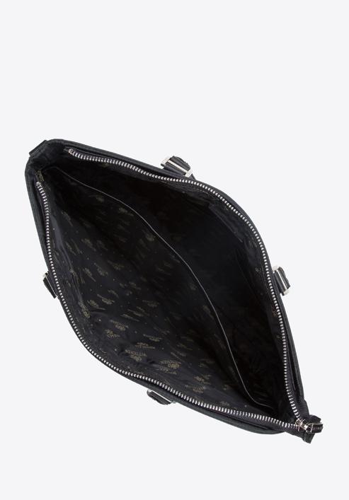 12-Zoll-Laptoptasche für Damen aus Jacquard mit Lederbändern, schwarz, 95-4-903-N, Bild 3