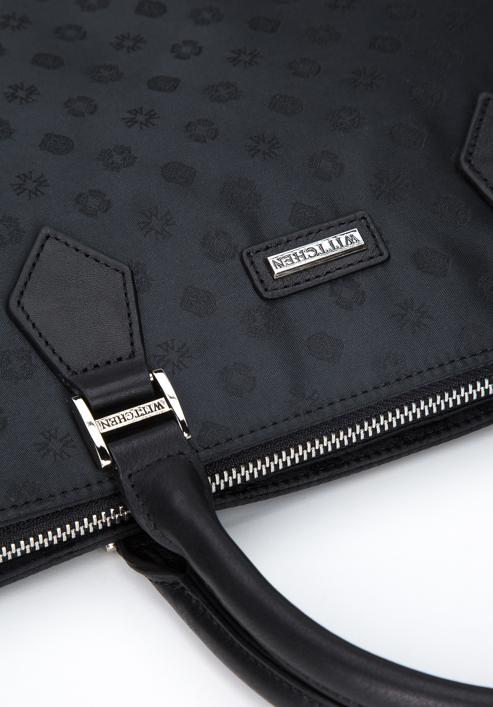 12-Zoll-Laptoptasche für Damen aus Jacquard mit Lederbändern, schwarz, 95-4-903-1, Bild 4