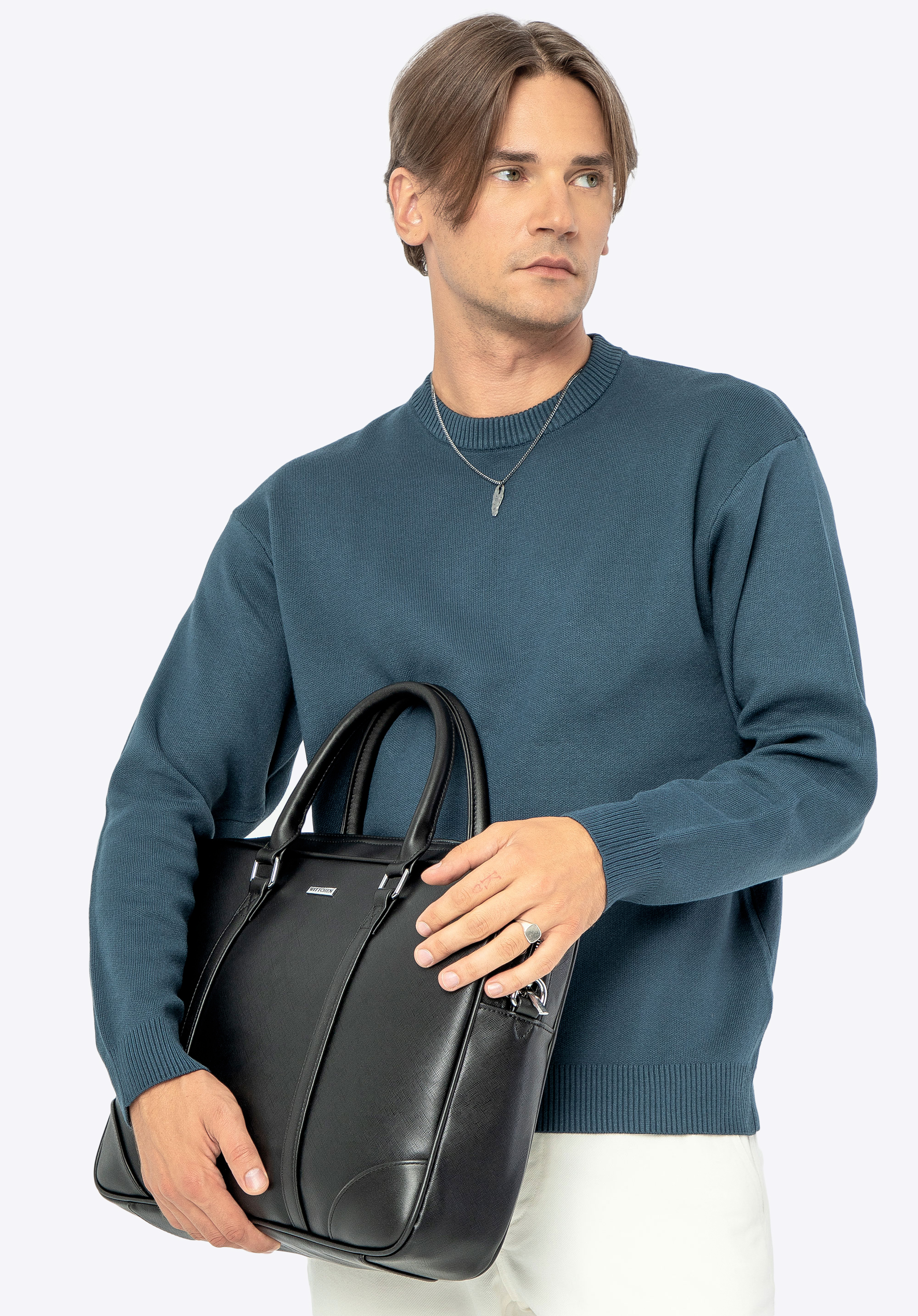15-Zoll-Laptoptasche für Herren aus ökologischem Leder, schwarz, 99-3P-001-1, Bild 1