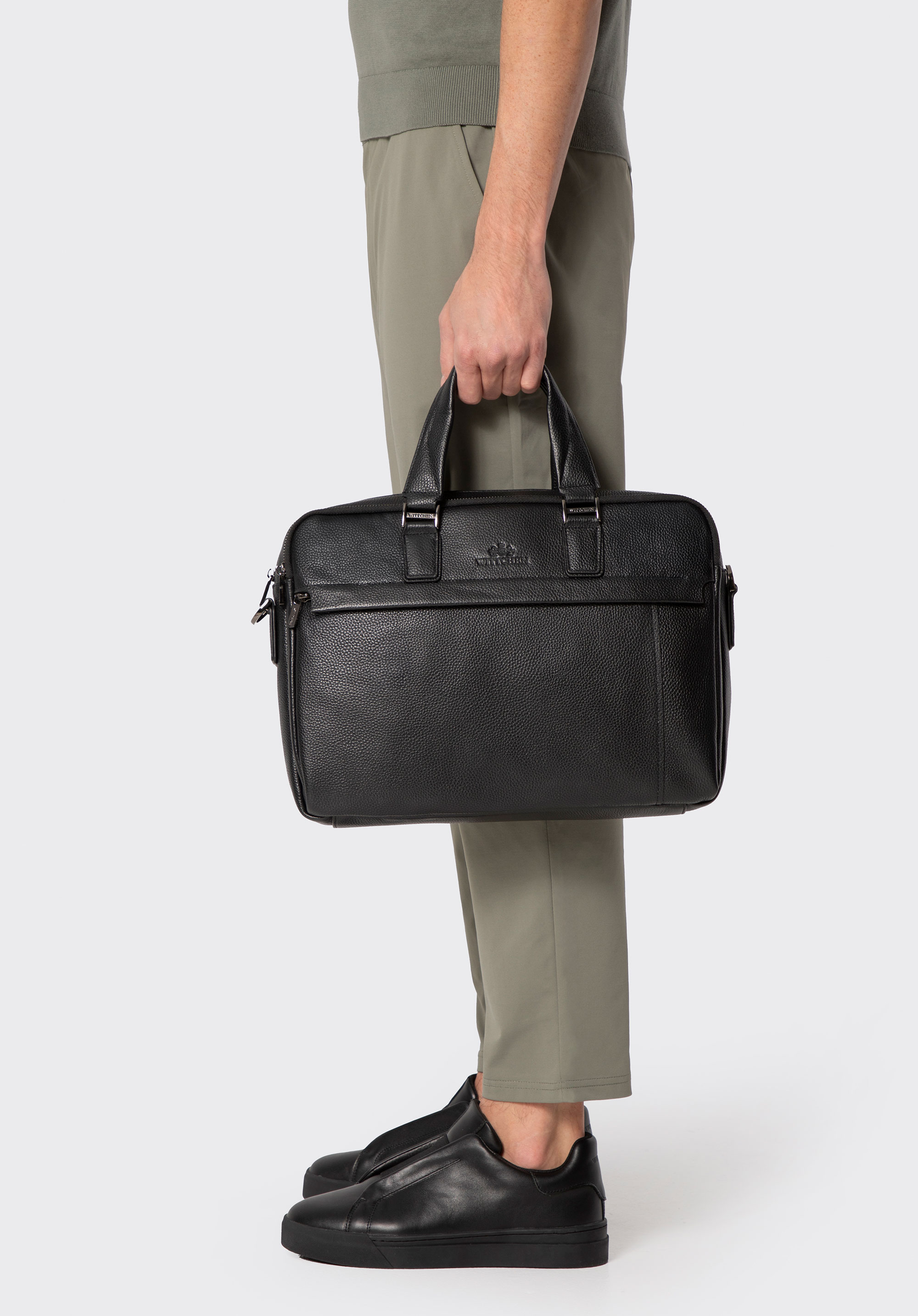 15,6-Zoll-Laptoptasche aus genarbtem Leder, schwarz, 29-3U-304-1, Bild 1