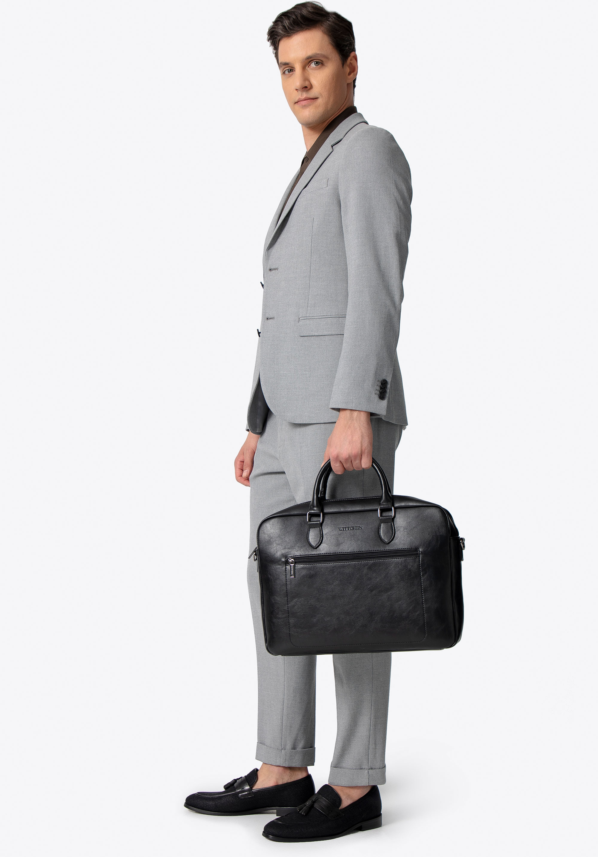 16“-Laptoptasche aus Öko-Leder für Herren, schwarz, 100-3P-910-1, Bild 1