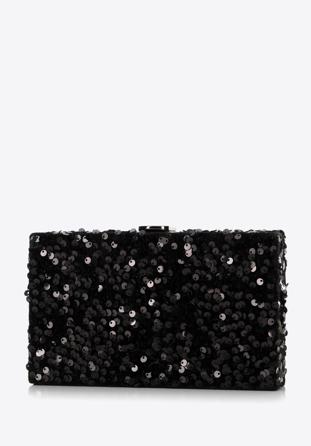 Abend-Clutch-Tasche mit Pailletten an der Kette, schwarz, 98-4Y-025-1, Bild 1