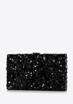 Abend-Clutch-Tasche mit Pailletten an der Kette, schwarz, 98-4Y-025-1, Bild 1