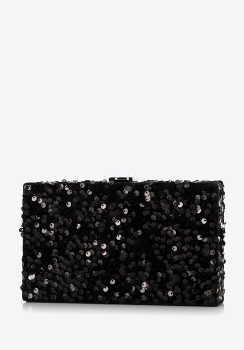 Abend-Clutch-Tasche mit Pailletten an der Kette, schwarz, 98-4Y-025-1G, Bild 2