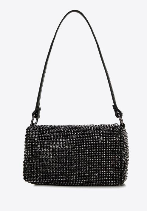 Abendhandtasche für Frauen. mit Kristallen, schwarz, 98-4Y-018-S, Bild 3