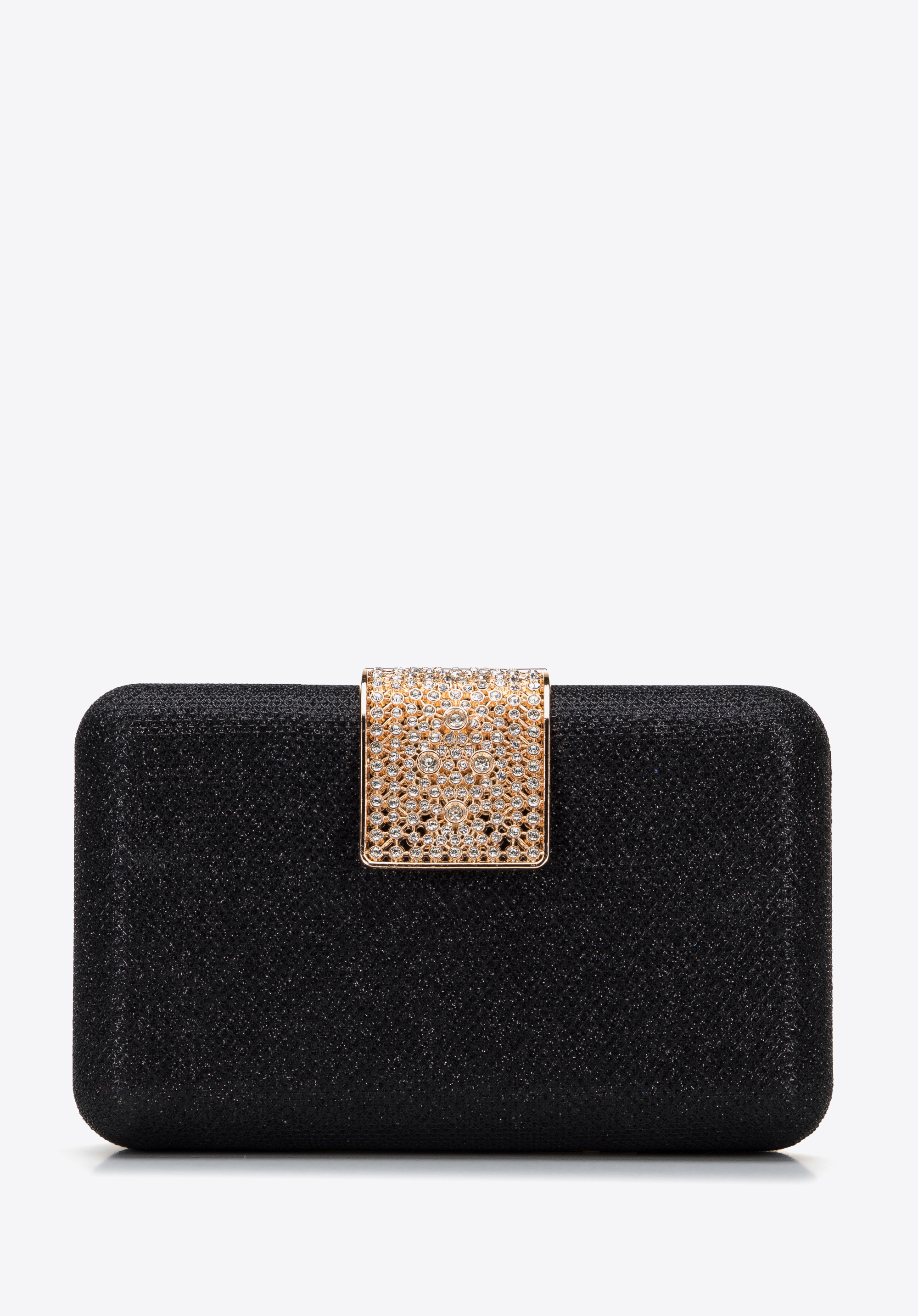 Abendtasche mit glitzerndem Verschluss, schwarz, 96-4Y-230-1, Bild 1