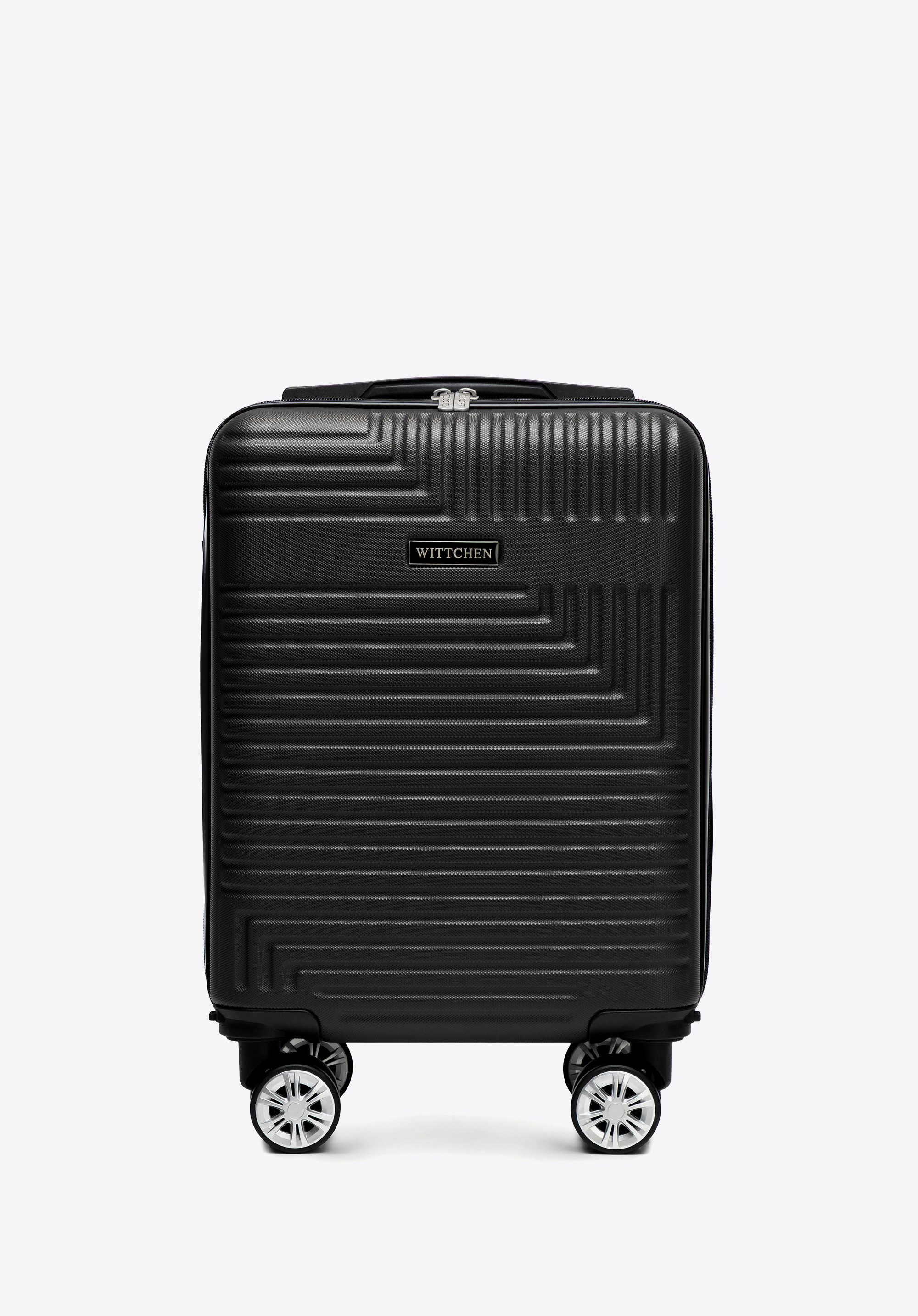 ABS-Kabinenkoffer mit abnehmbaren Rollen und geometrischem Muster, schwarz, 56-3A-281-10B, Bild 1