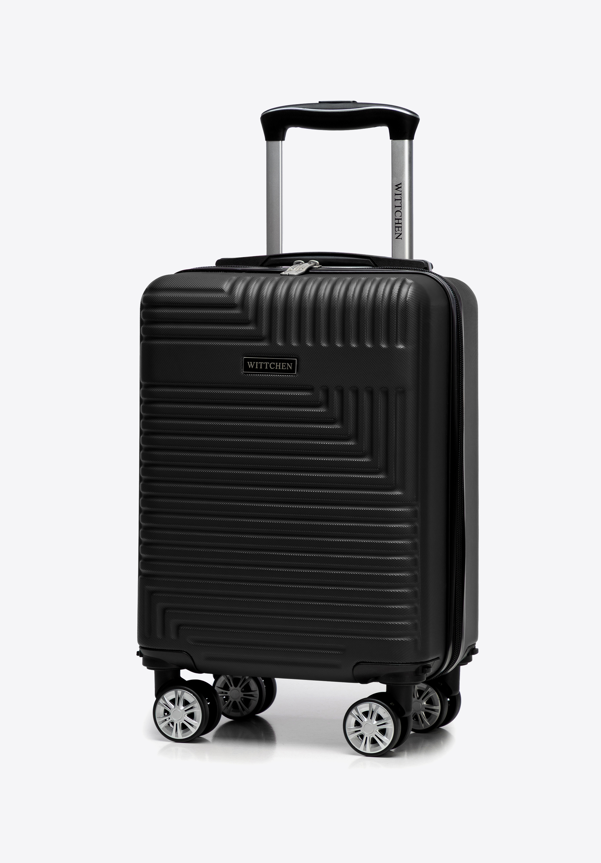 ABS-Kabinenkoffer mit abnehmbaren Rollen und geometrischem Muster, schwarz, 56-3A-281-10B, Bild 1