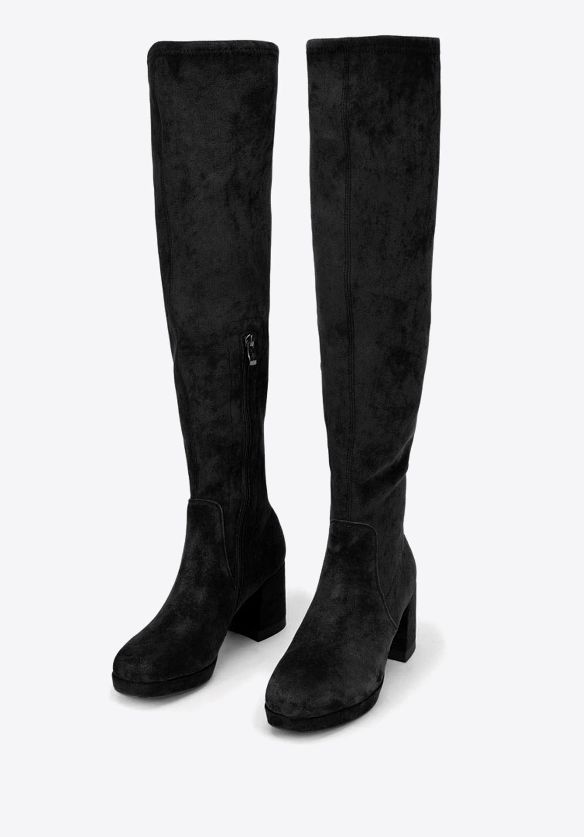 Absatzstiefel aus Wildleder mit elastischem Schaft