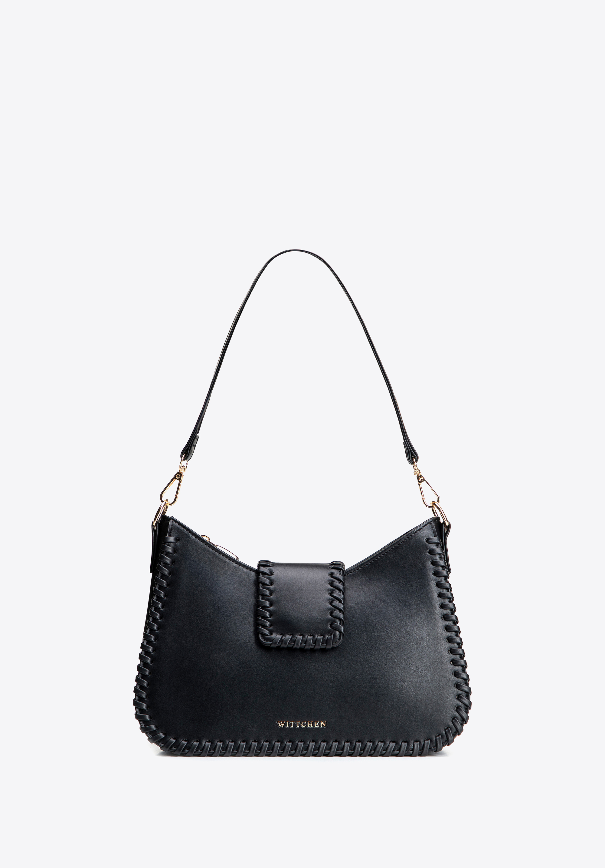 Baguette-Handtasche aus Kunstleder mit dekorativer Flechtung, schwarz, 101-4Y-404-1, Bild 1