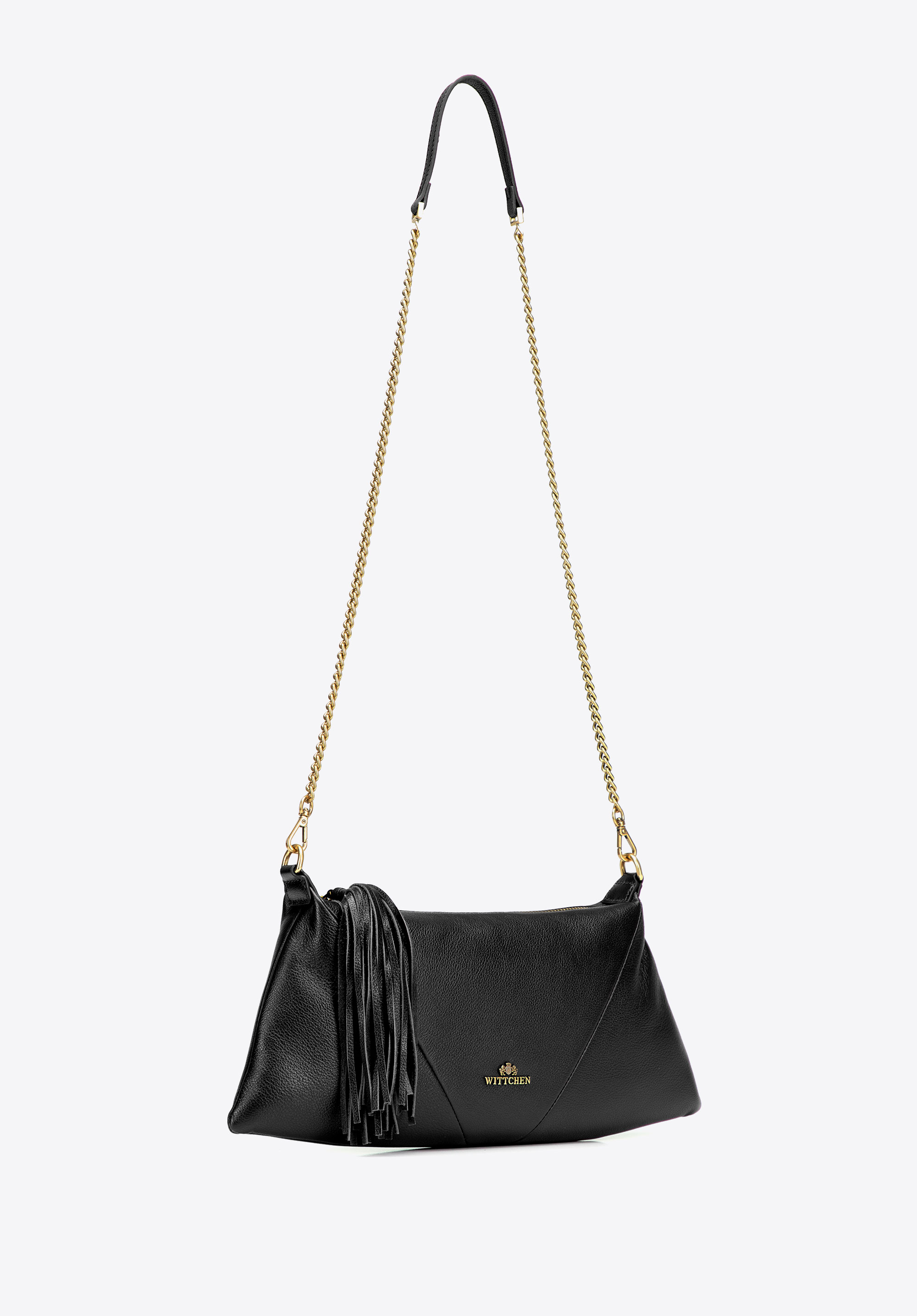 Baguette-Tasche aus Leder für Damen, schwarz, 103-4E-609-1, Bild 1