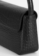 Baguette-Tasche aus Leder, Krokostruktur, länglich, schwarz, 95-4E-627-6, Bild 4