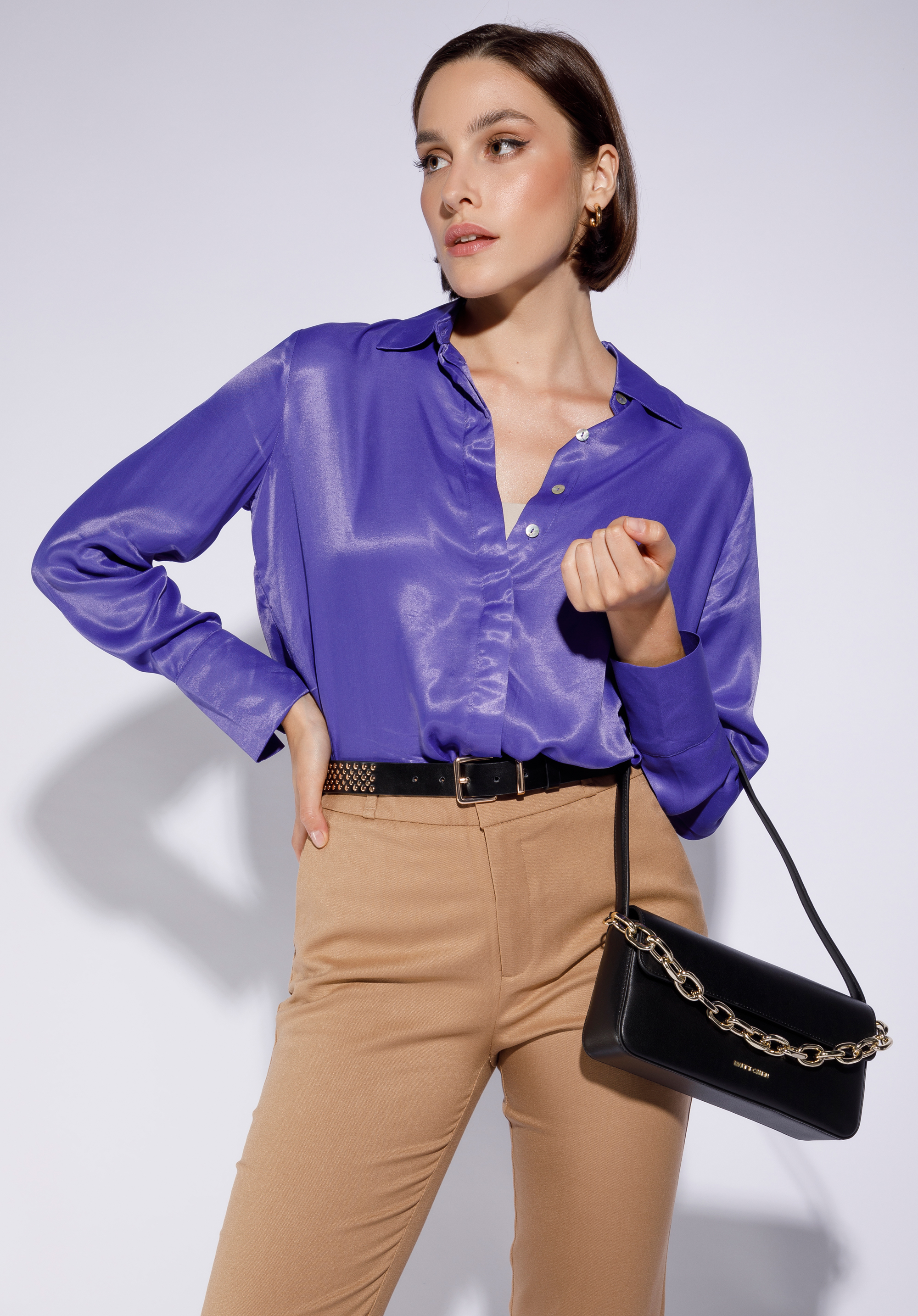 Baguette-Tasche aus Leder mit Kette