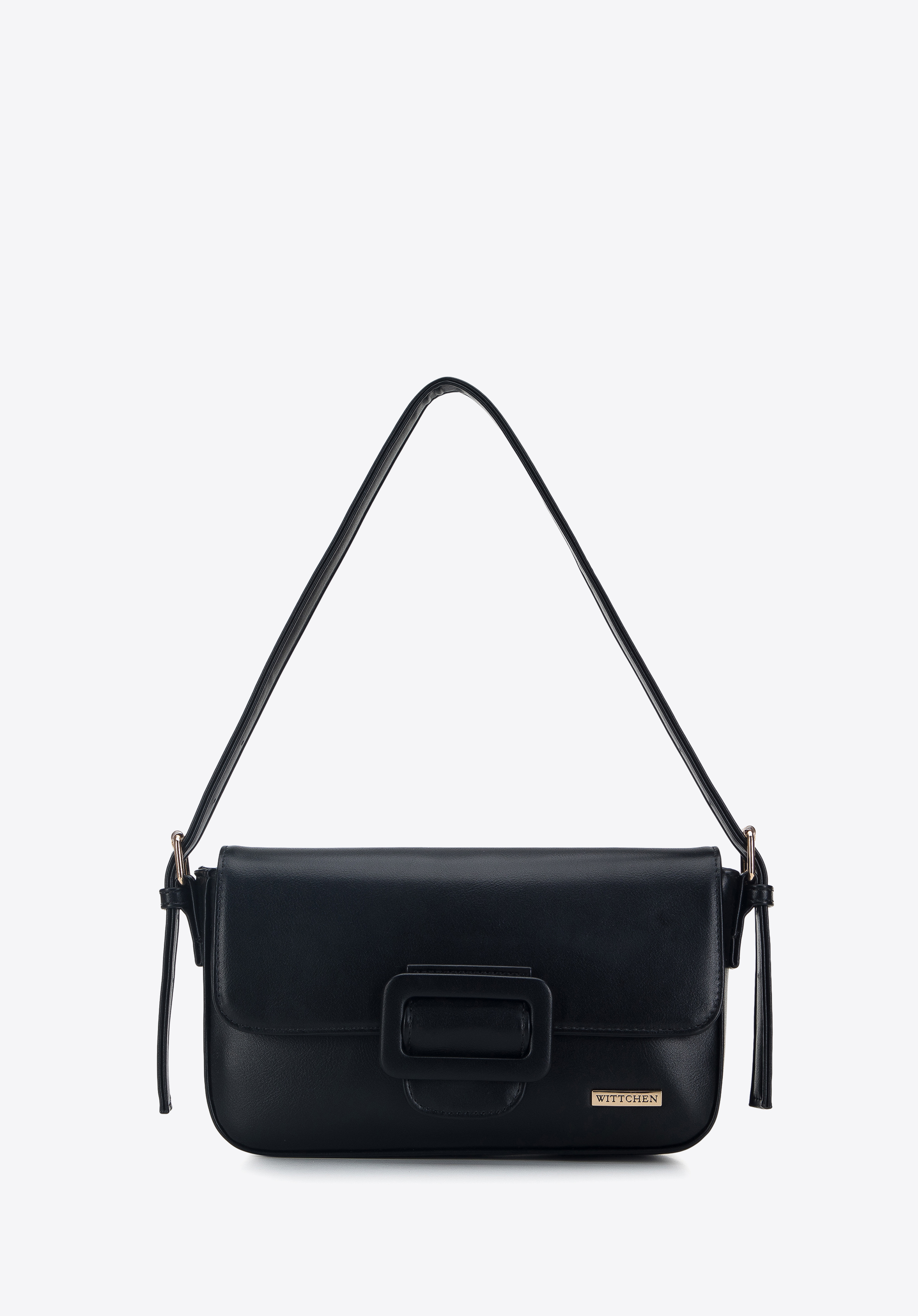 Baguette-Tasche für Damen aus Öko-Leder mit Schnalle, schwarz, 95-4Y-421-1, Bild 1