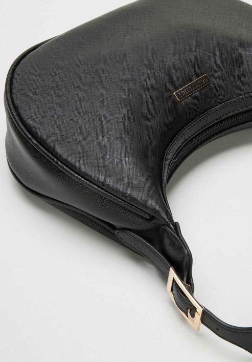 Baguette-Tasche mit geometrischen Schnallen, schwarz, 95-4Y-763-P, Bild 4