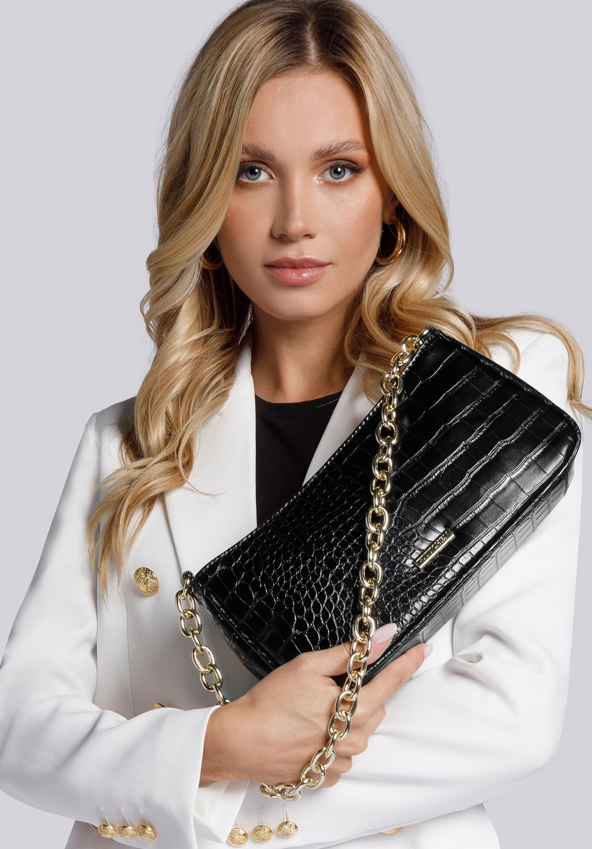 Baguette Tasche mit Kette, schwarz, 93-4Y-420-01, Bild 1