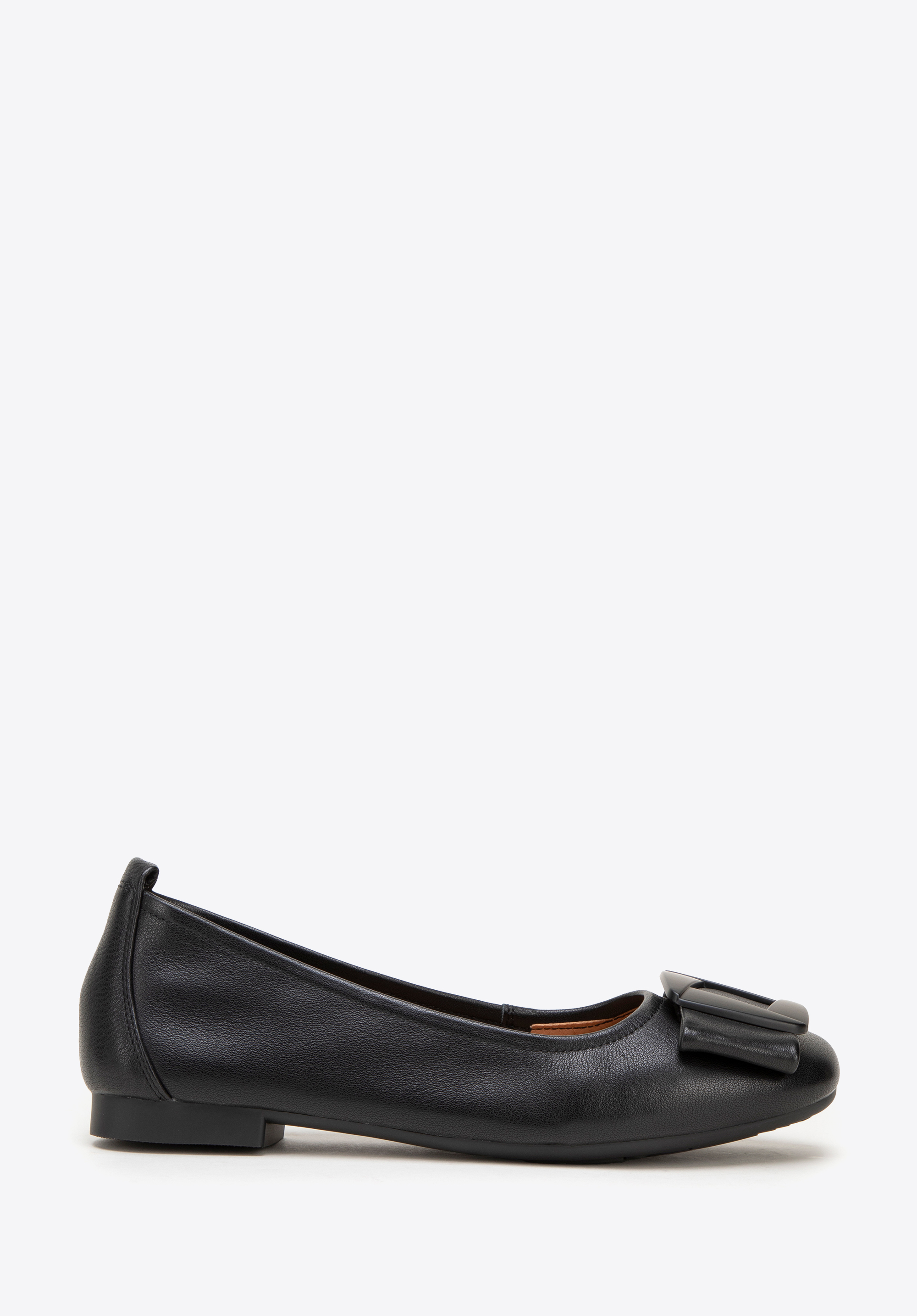 Ballerinas aus Leder mit geometrischer Schnalle, schwarz, 99-D-971-1-36, Bild 1
