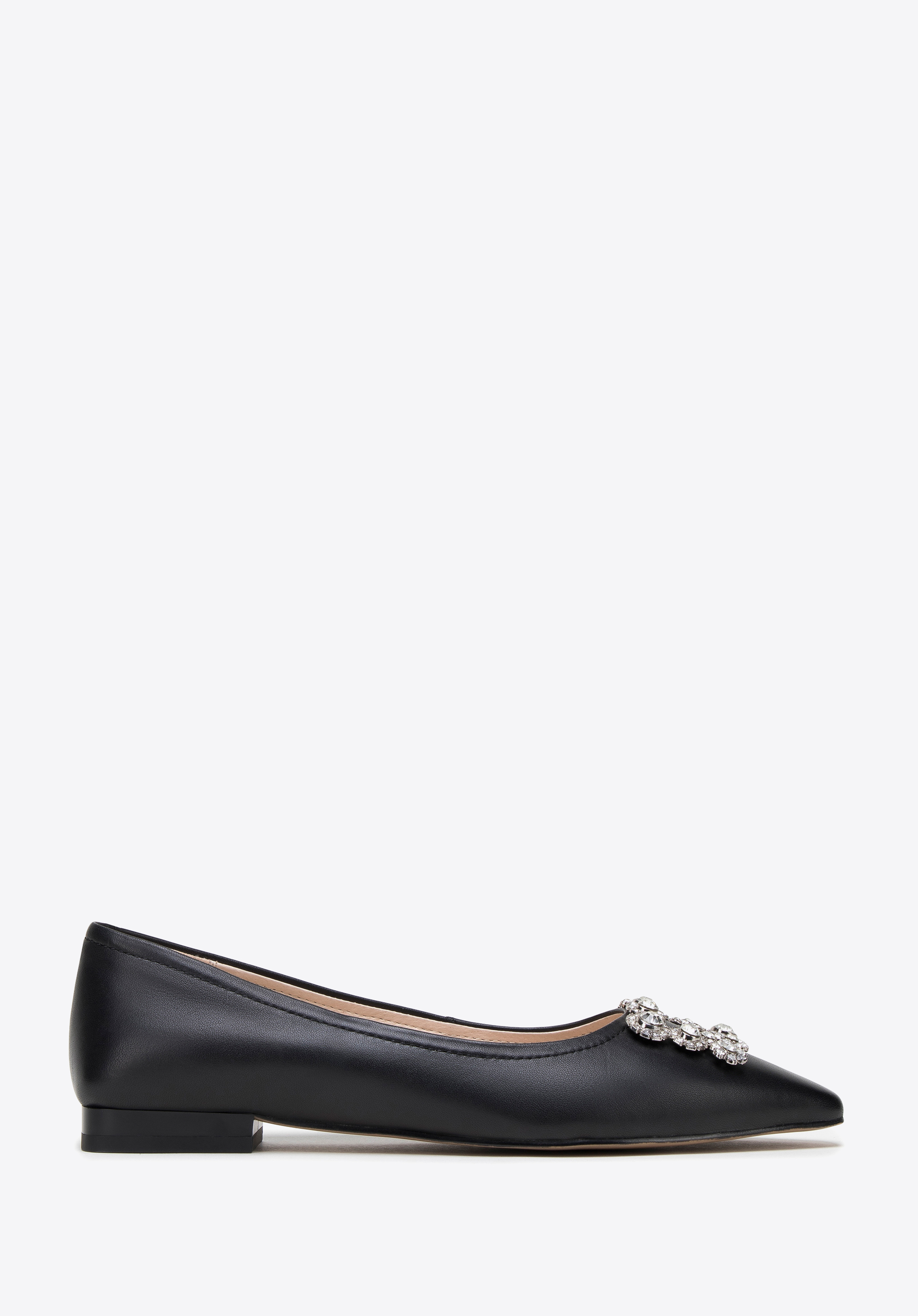 Ballerinas aus Leder mit glänzender Schnalle, schwarz, 98-D-956-1-37, Bild 1