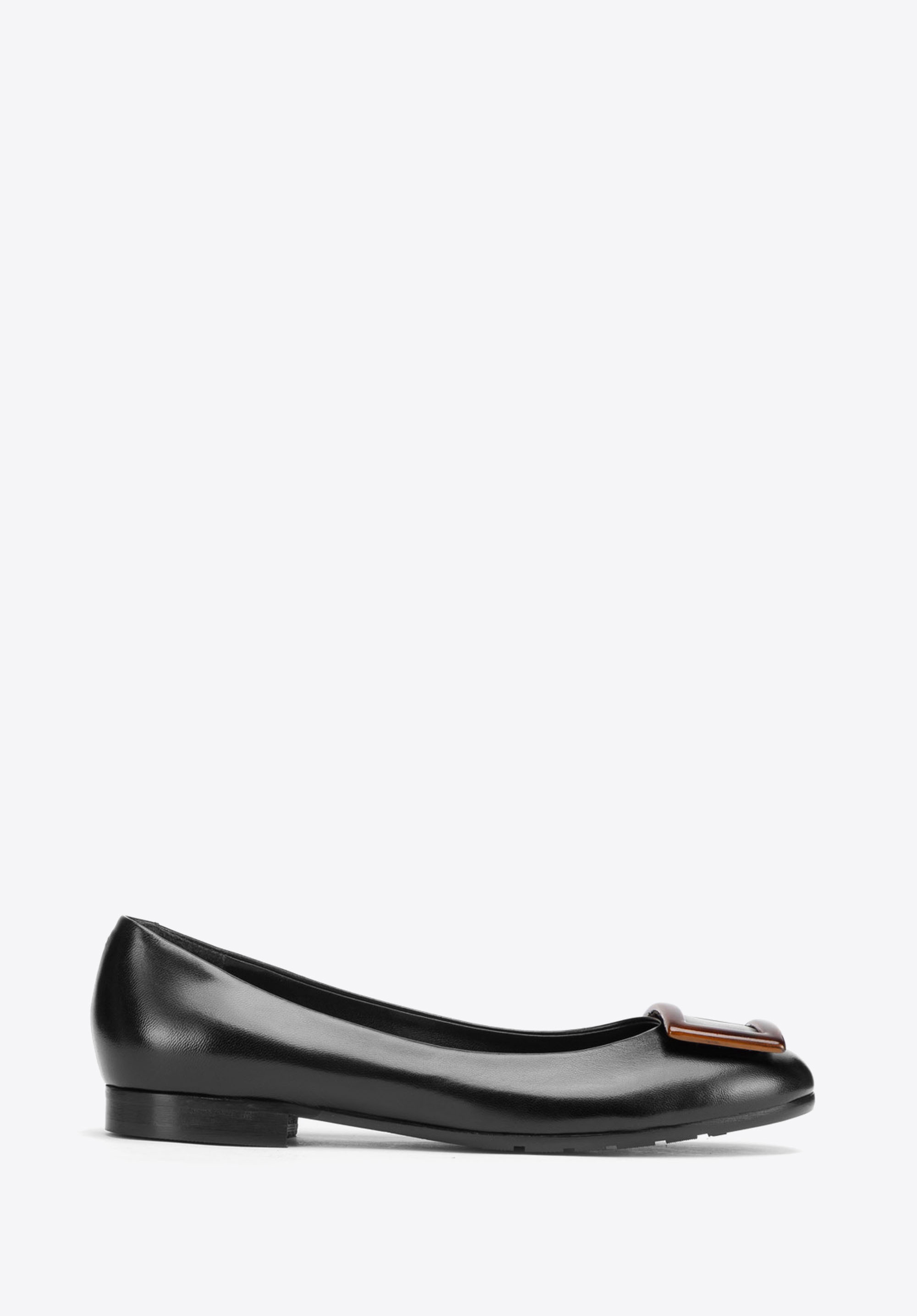 Ballerinas aus Leder mit Schnalle, schwarz, 93-D-106-1-37, Bild 1