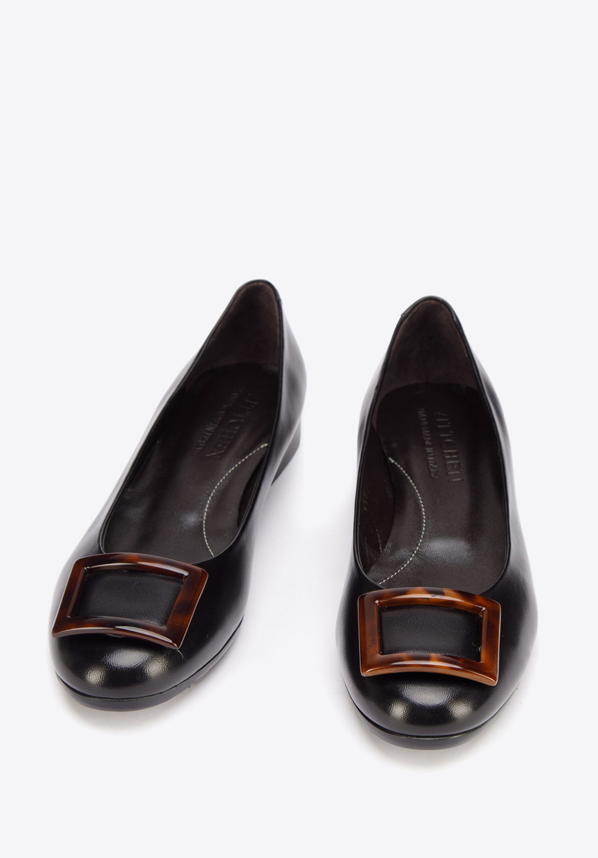 Ballerinas aus Leder mit Schnalle, schwarz, 93-D-106-1-37, Bild 1
