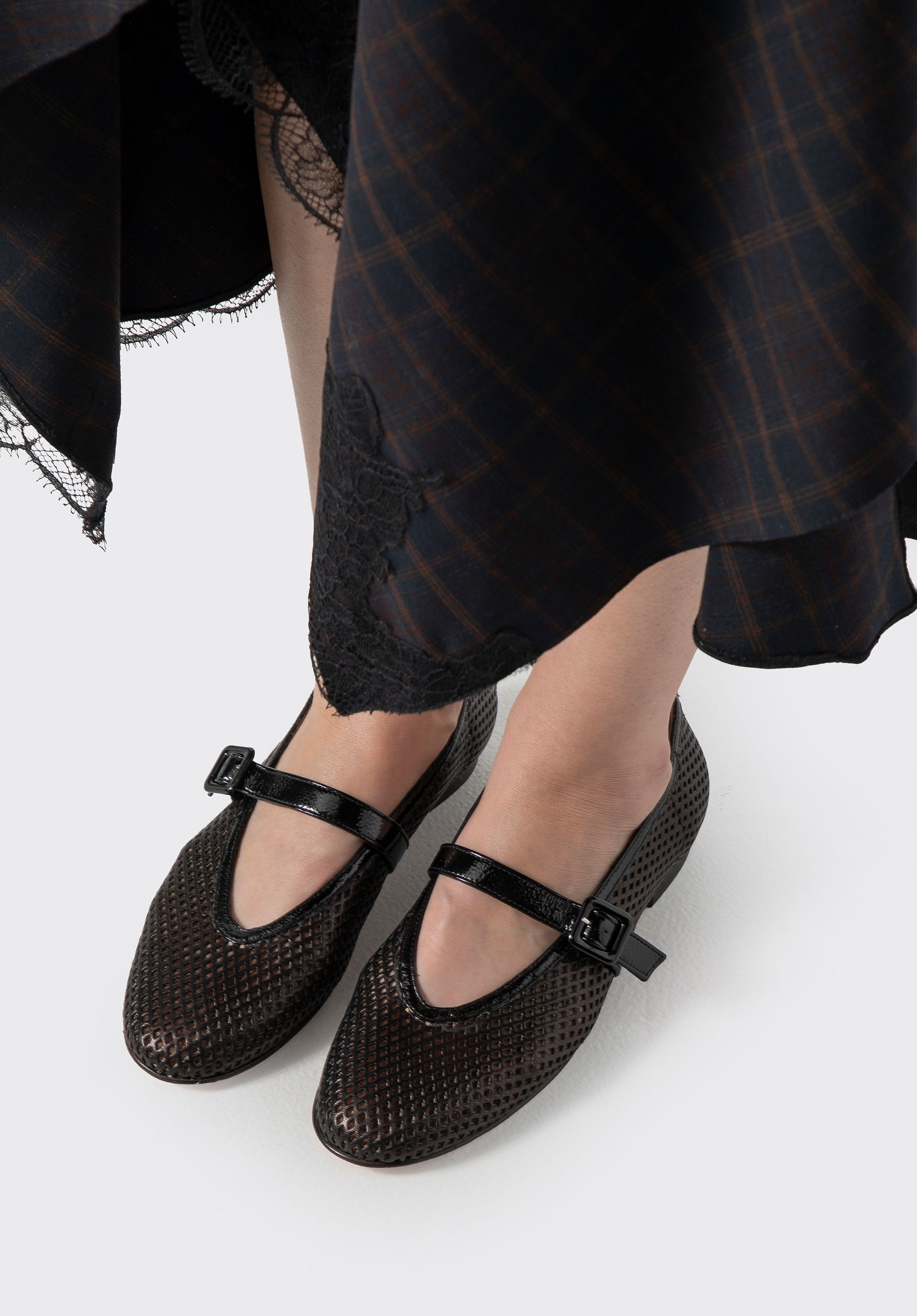 Ballerinas aus Leder und Mesh, schwarz, 102-D-100-1-37, Bild 1