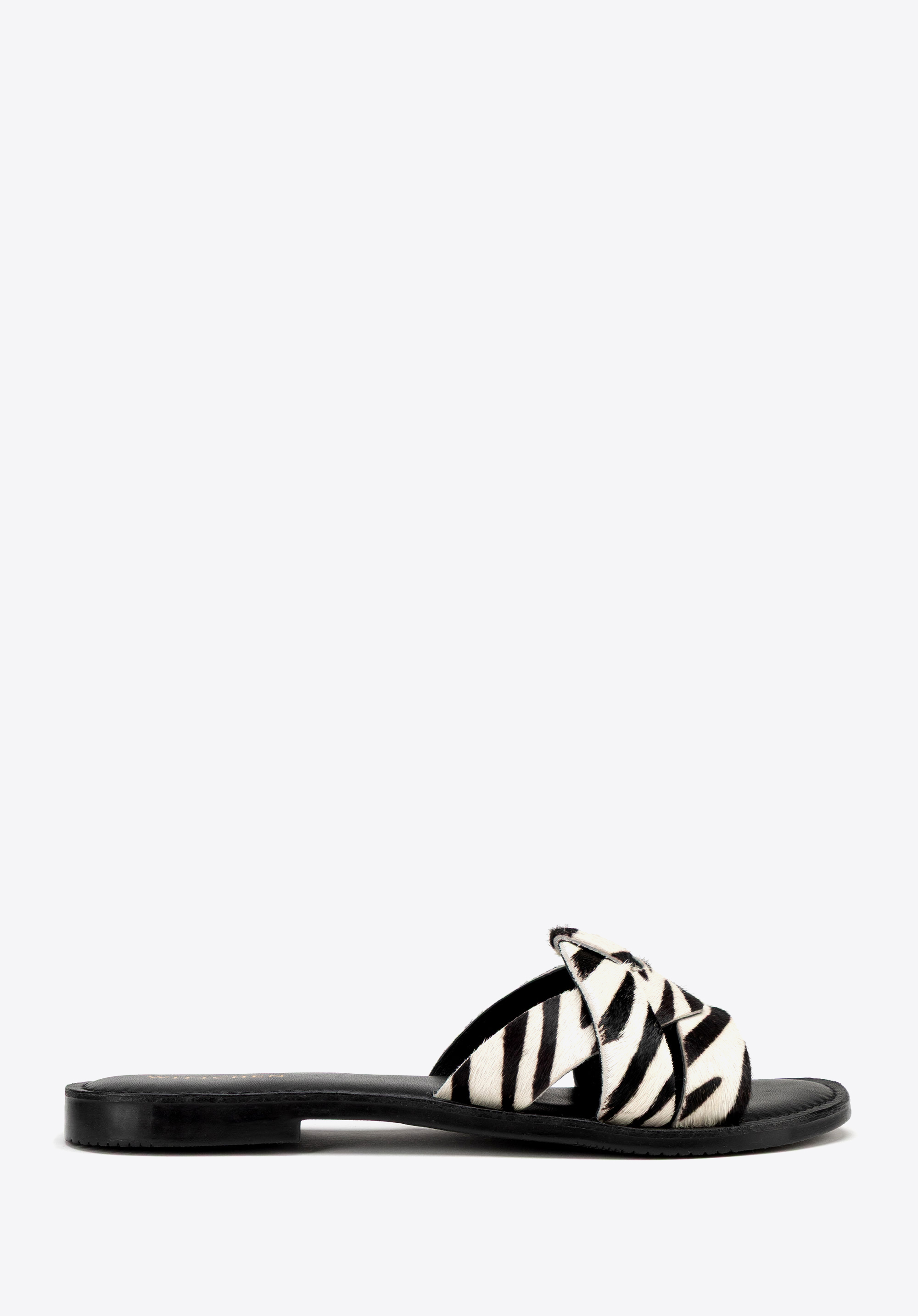Damen Pantoletten mit Animalprint, schwarz-beige, 100-D-701-1-41, Bild 1