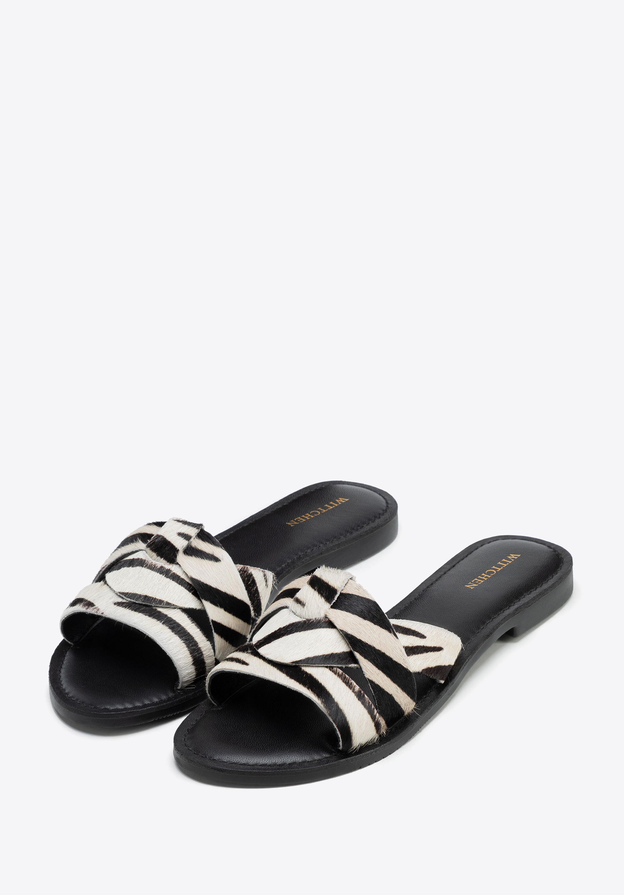 Damen Pantoletten mit Animalprint, schwarz-beige, 100-D-701-1-36, Bild 1