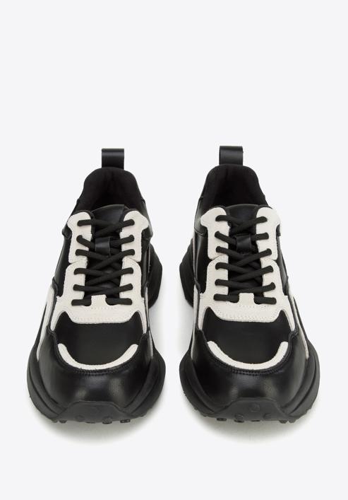 Damen-Sneakers mit glänzendem Einsatz, schwarz-beige, 96-D-952-1-35, Bild 2