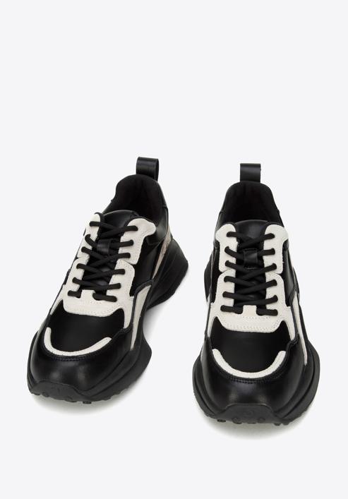 Damen-Sneakers mit glänzendem Einsatz, schwarz-beige, 96-D-952-1-35, Bild 3