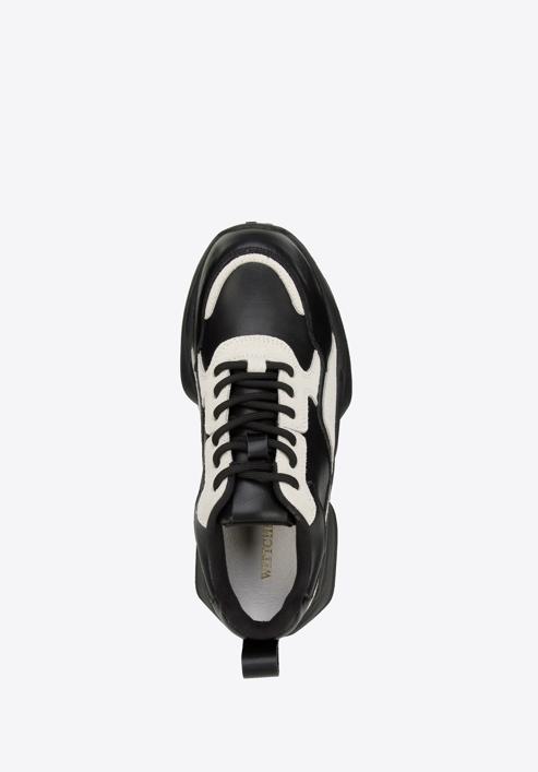 Damen-Sneakers mit glänzendem Einsatz, schwarz-beige, 96-D-952-1-35, Bild 4
