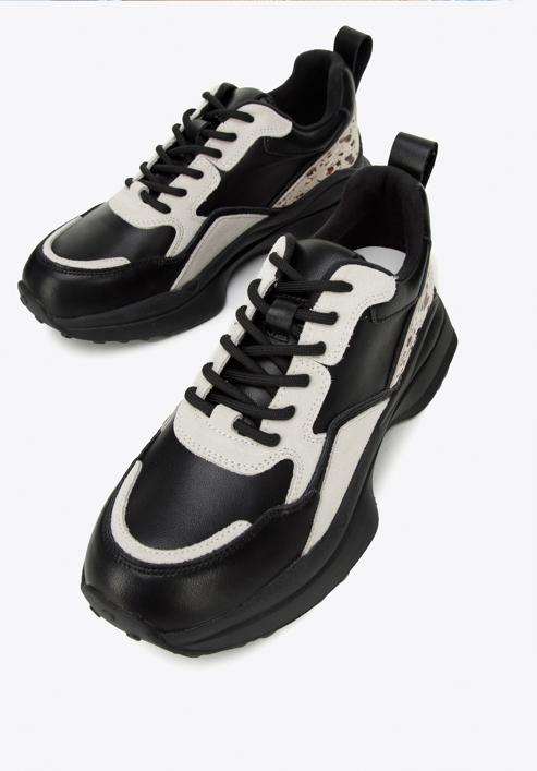 Damen-Sneakers mit glänzendem Einsatz, schwarz-beige, 96-D-952-1-38, Bild 7