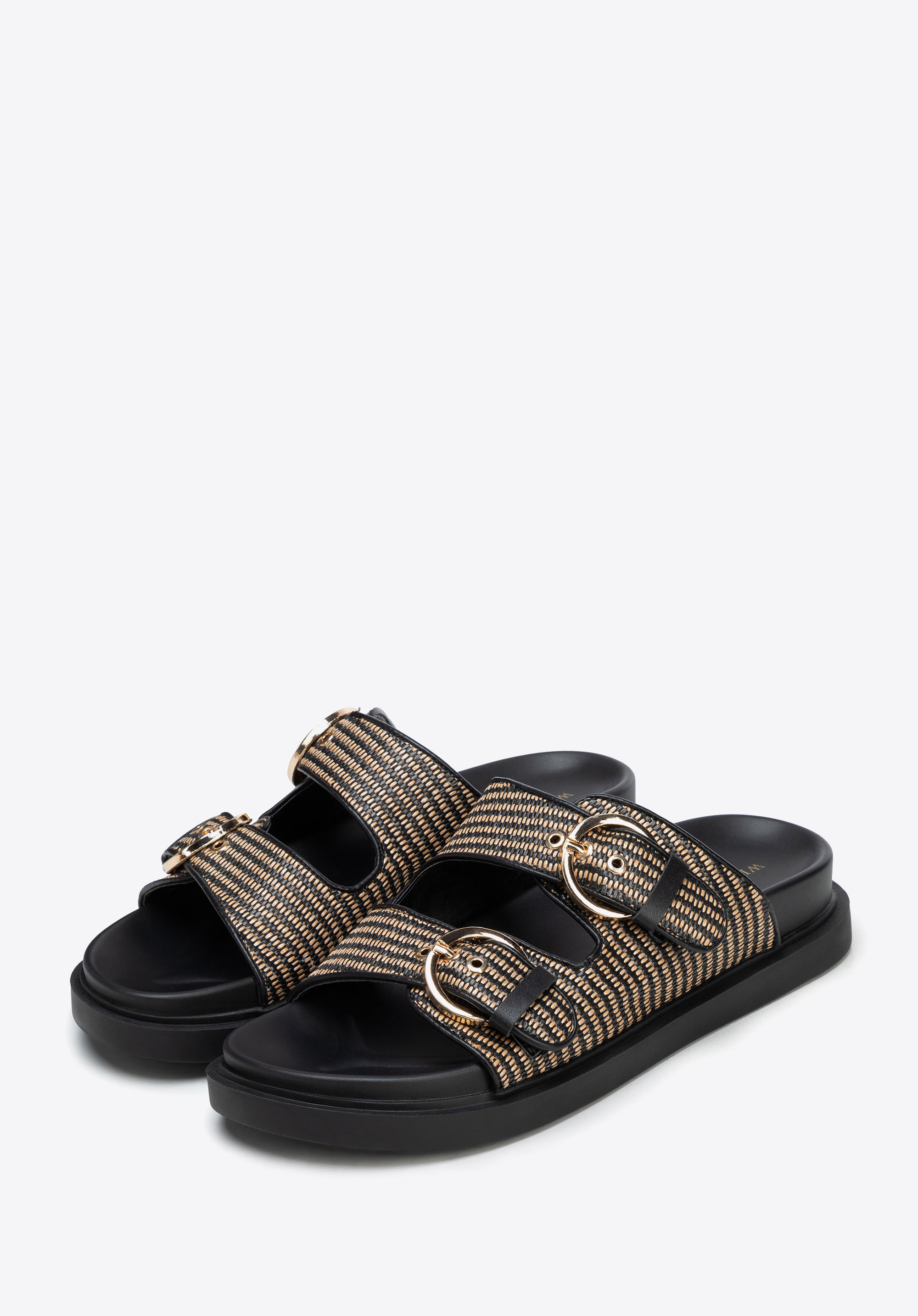 Geflochtene Damen-Flip-Flops, schwarz-beige, 100-DP-402-1-38, Bild 1