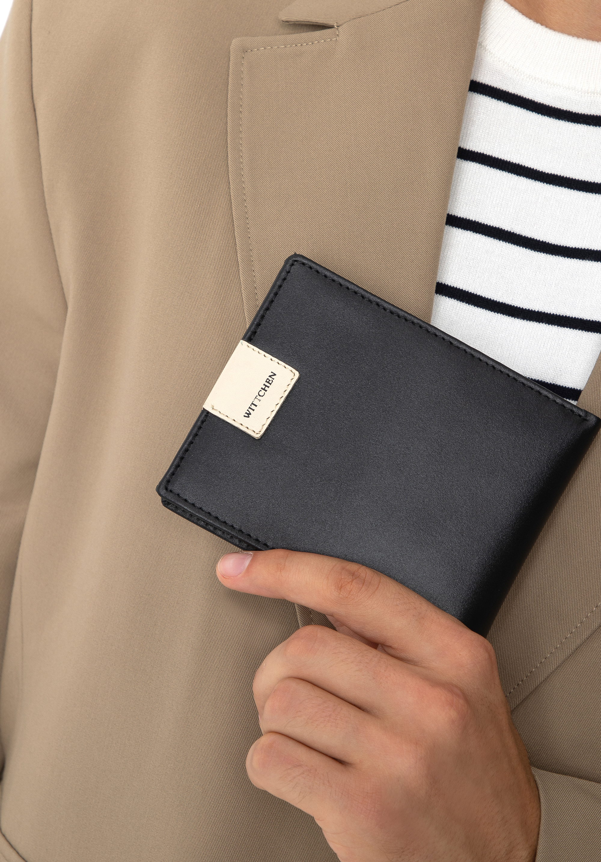 GELDBÖRSE MIT RFID-SCHUTZ, schwarz-beige, 26-1-262-19, Bild 1