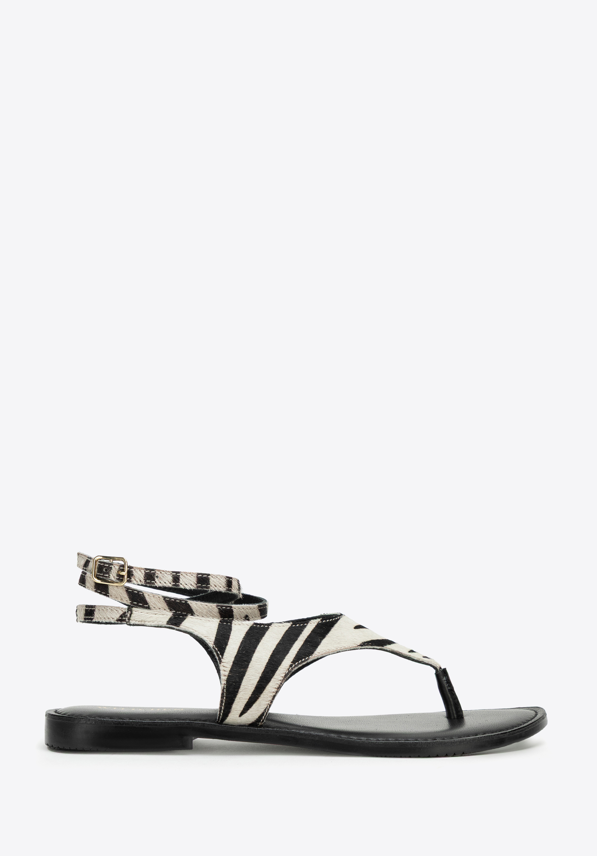 Zehenstegsandalen aus Leder mit Animalprint, schwarz-beige, 100-D-700-1-38, Bild 1