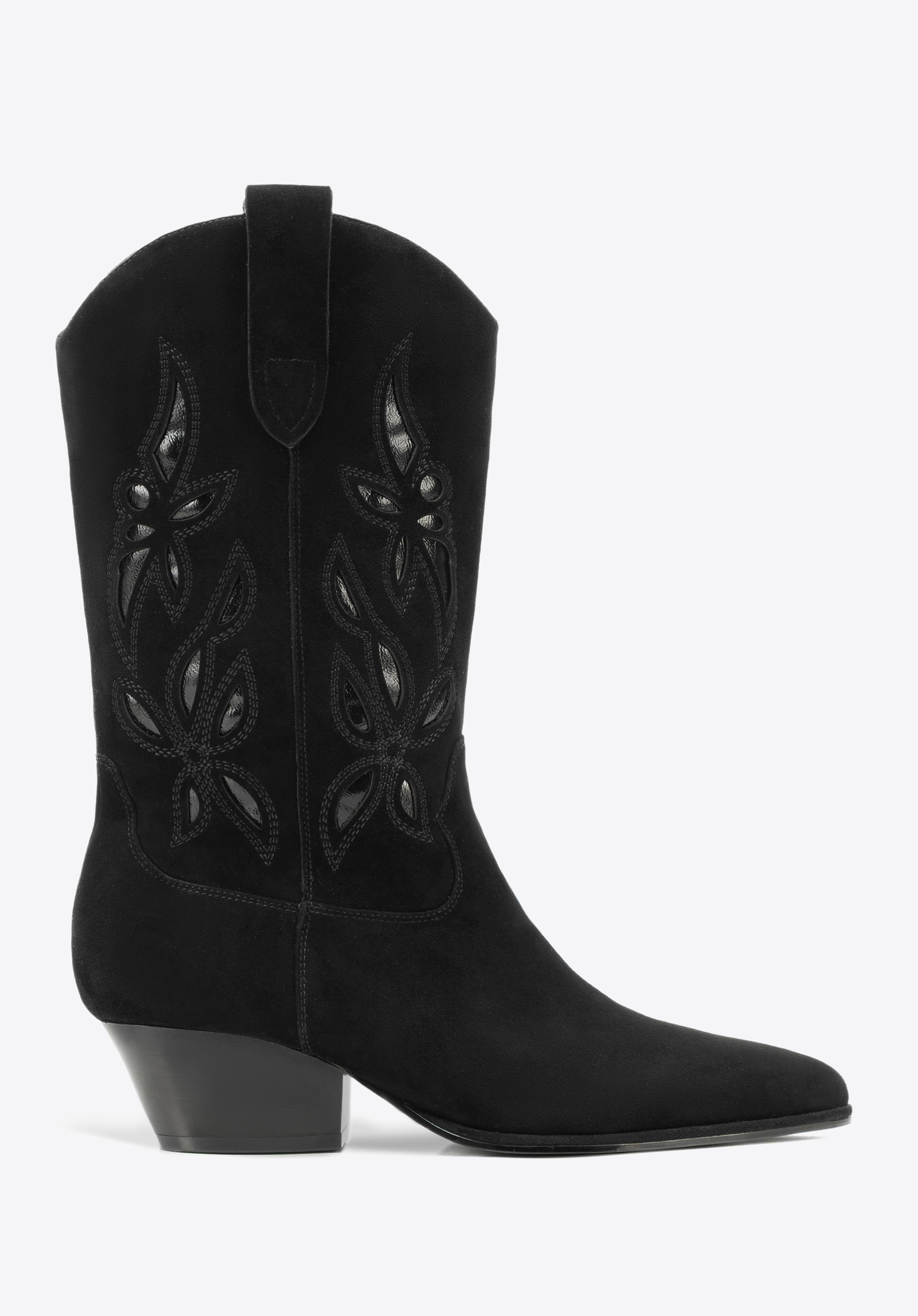 Damen Cowboystiefel aus Wildleder mit Stickerei, schwarz, 101-D-967-1-40, Bild 1