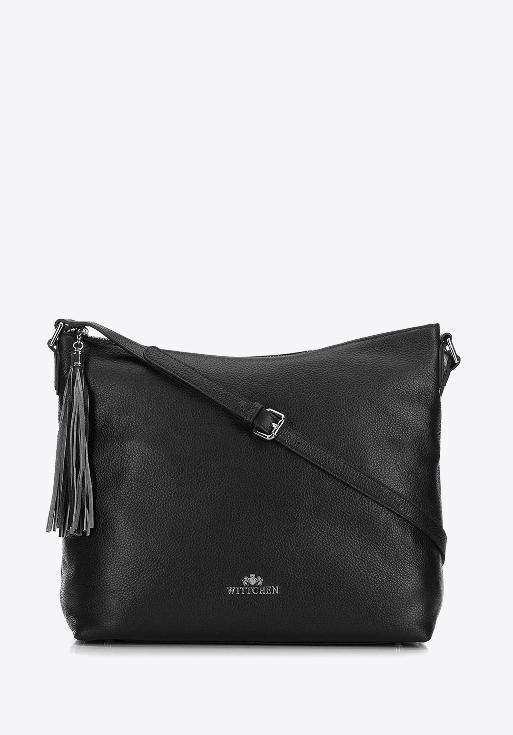 BEUTELTASCHE AUS ECHTLEDER MIT QUASTENANHÄNGER