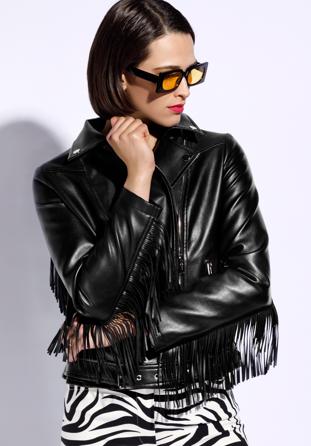 Ramones-Jacke für Damen mit Fransen, schwarz, 96-9P-100-1-S, Bild 1