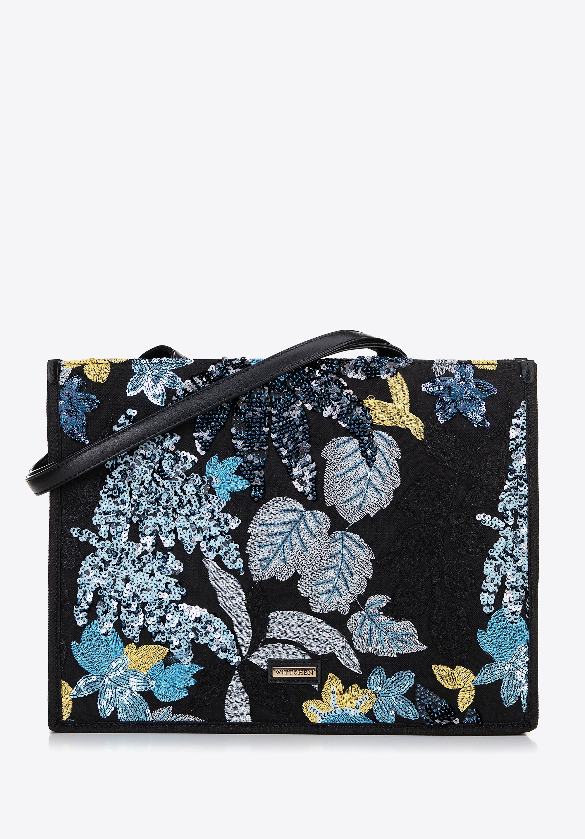 Paillettenbesetzte Shopper-Tasche für Damen, schwarz-blau, 100-4Y-428-1, Bild 1