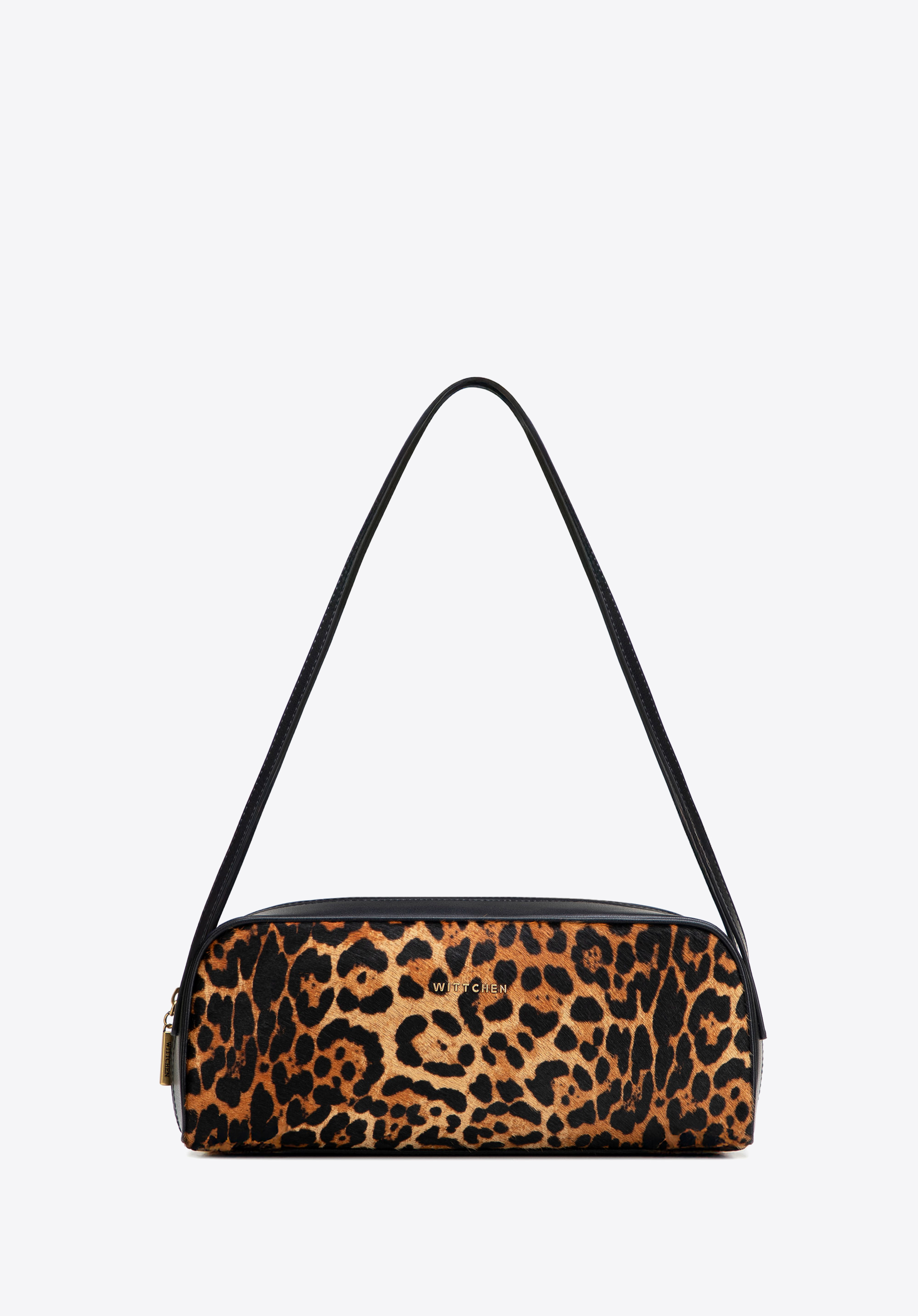 Baguette-Tasche aus Leder, schwarz-braun, 102-4E-601-4, Bild 1