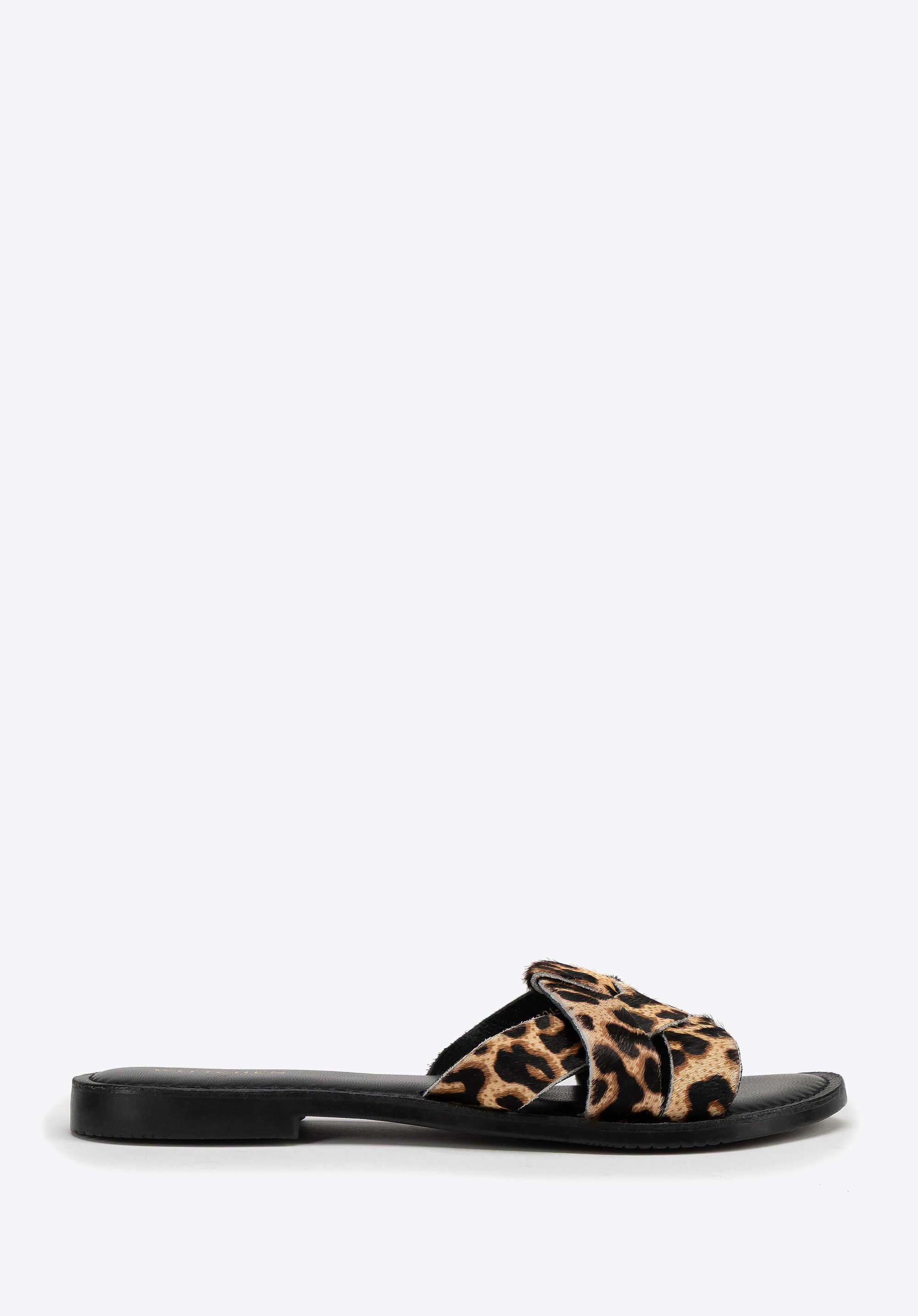 Damen Pantoletten mit Animalprint, schwarz-braun, 100-D-701-4-38, Bild 1