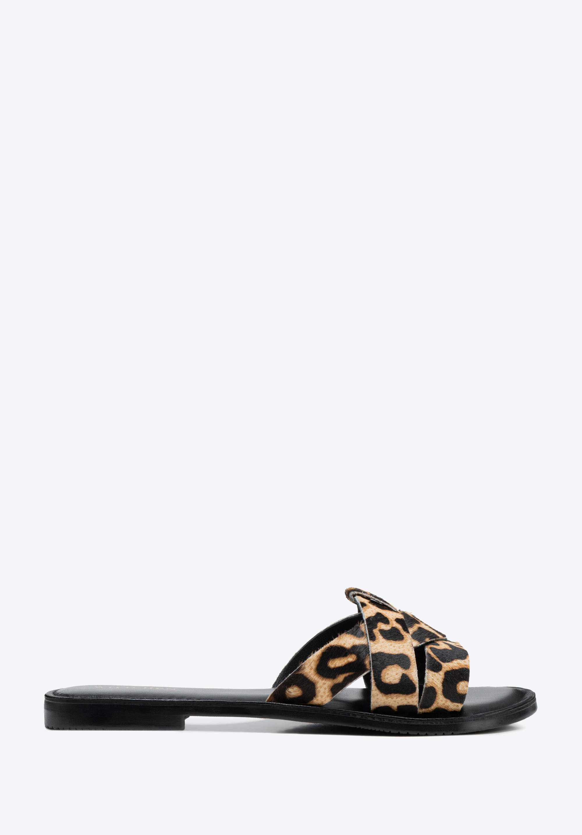Damen Pantoletten mit Animalprint, schwarz-braun, 100-D-701-4-36, Bild 1
