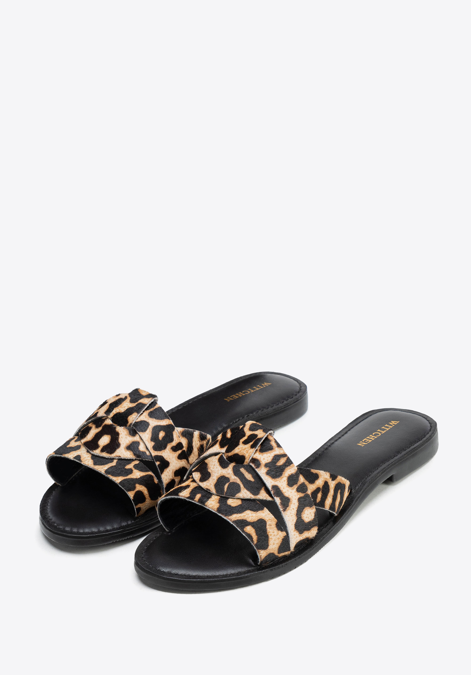 Damen Pantoletten mit Animalprint, schwarz-braun, 100-D-701-4-36, Bild 1