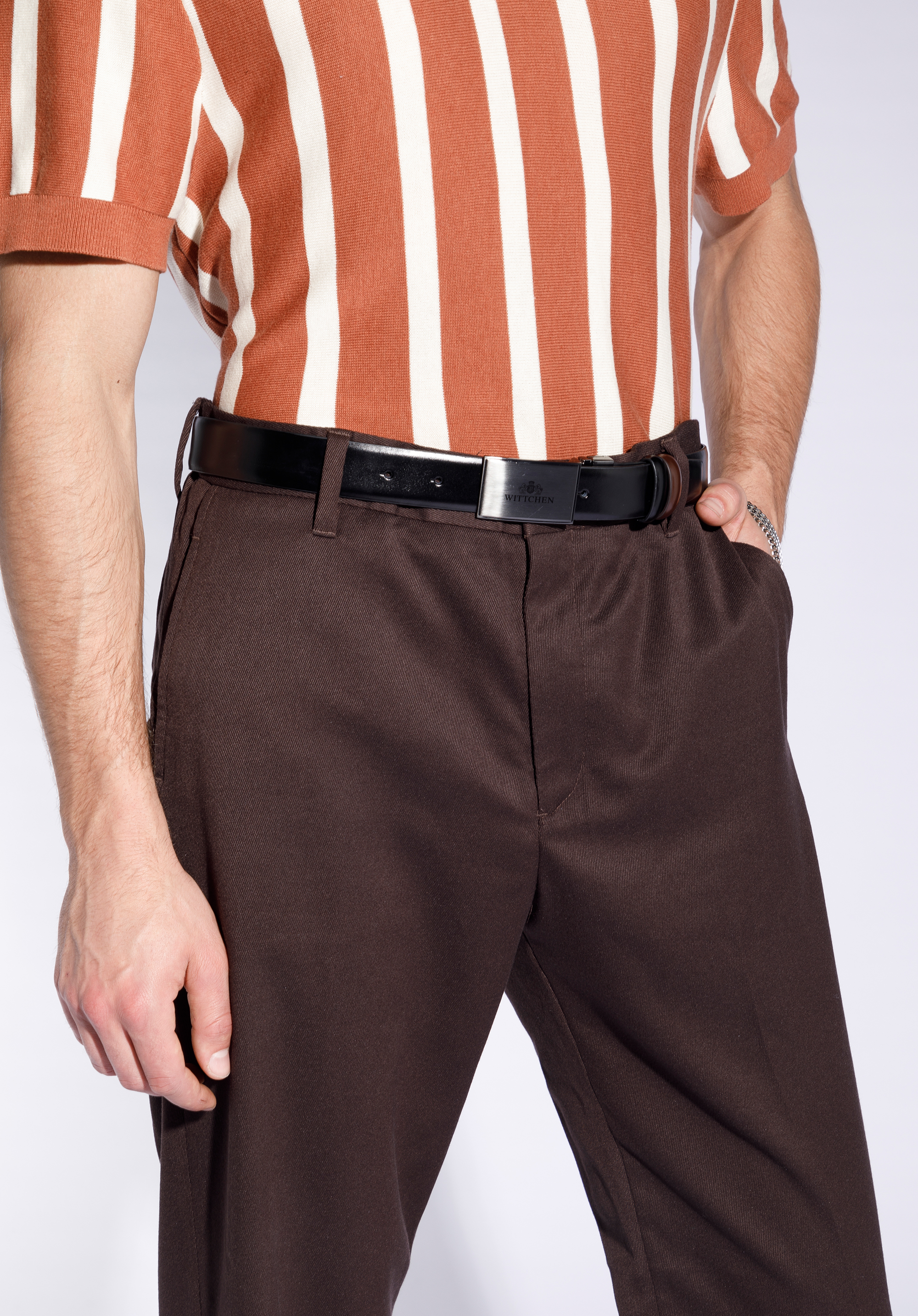 Herren zweiseitige Ledergürtel, schwarz-braun, 95-8M-917-1-90, Bild 1