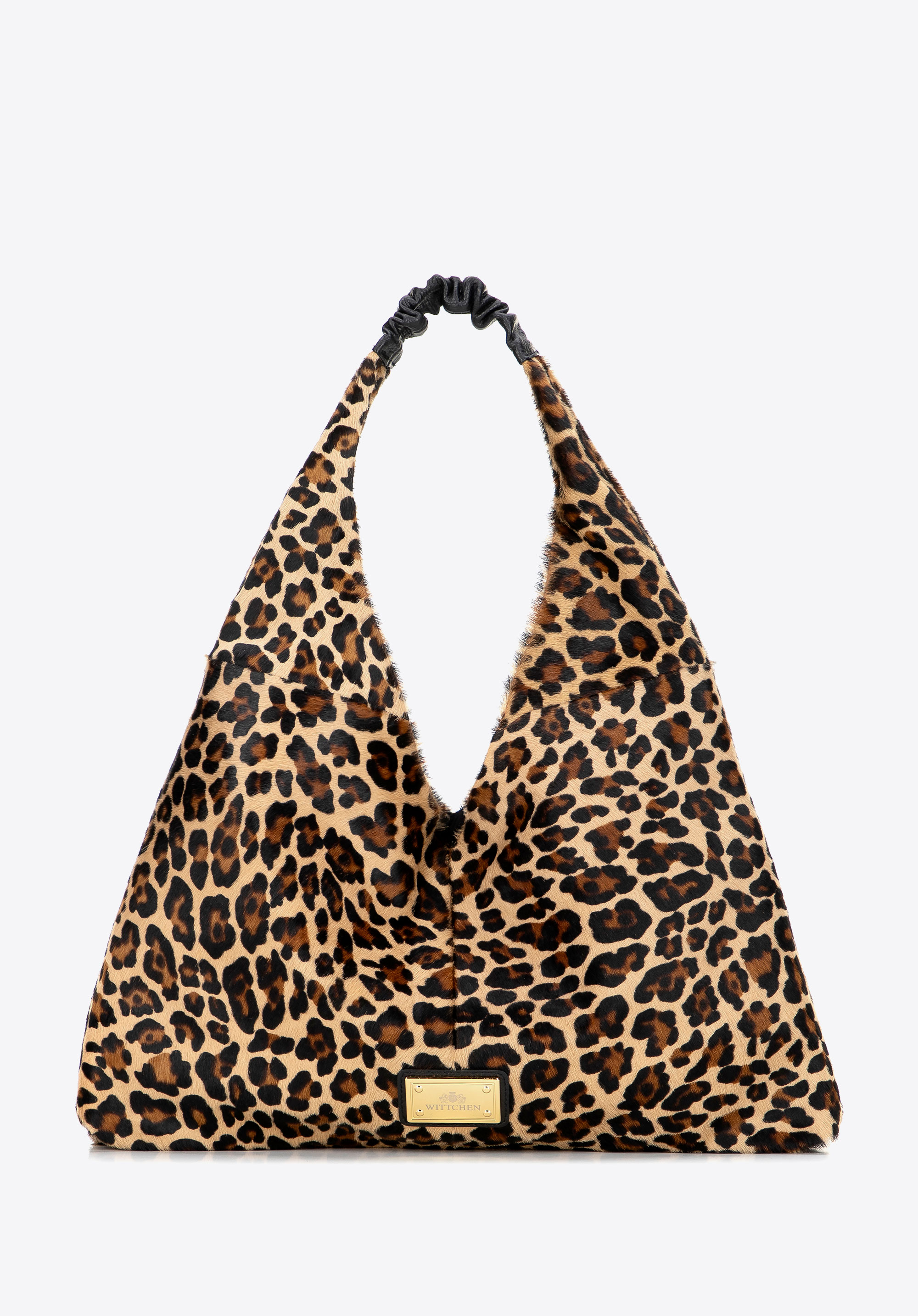 Hobo-Tasche aus Leder mit Animal-Print
