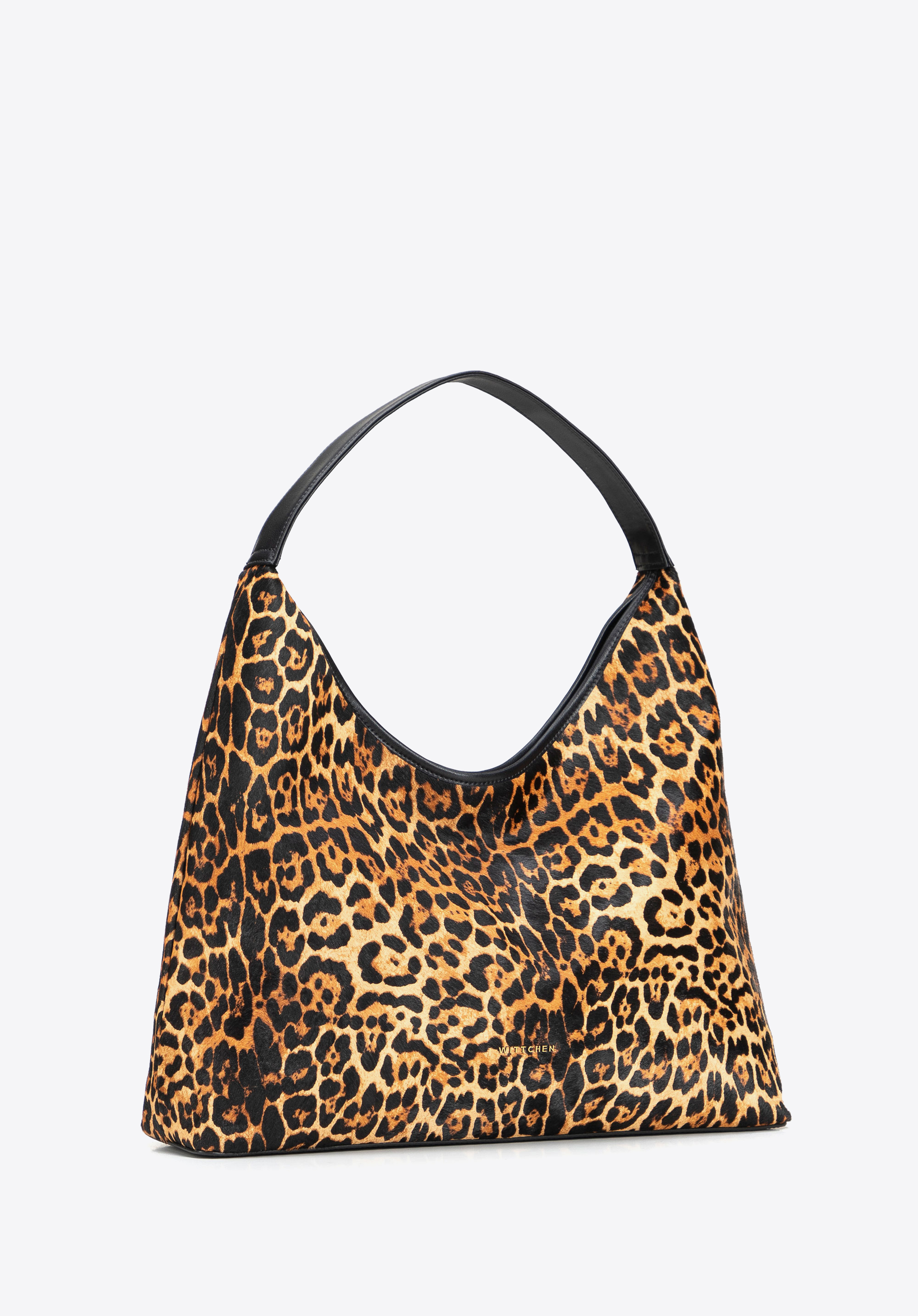 Hobo-Tasche aus Leder mit Tiermuster für Damen, schwarz-braun, 102-4E-606-4, Bild 1