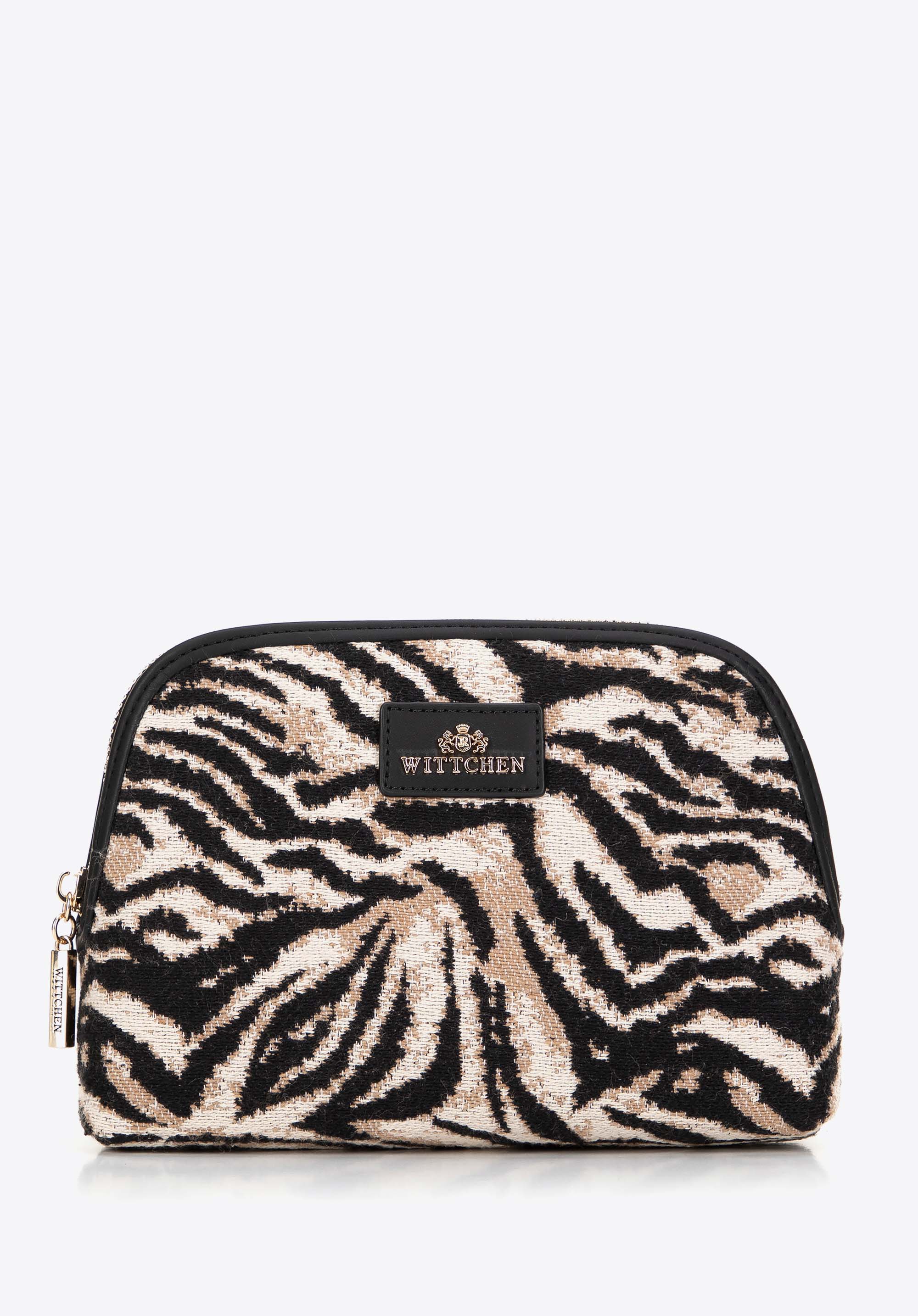 Jacquard gemusterte Kosmetiktasche für Damen, schwarz-braun, 99-4E-504-X7, Bild 1