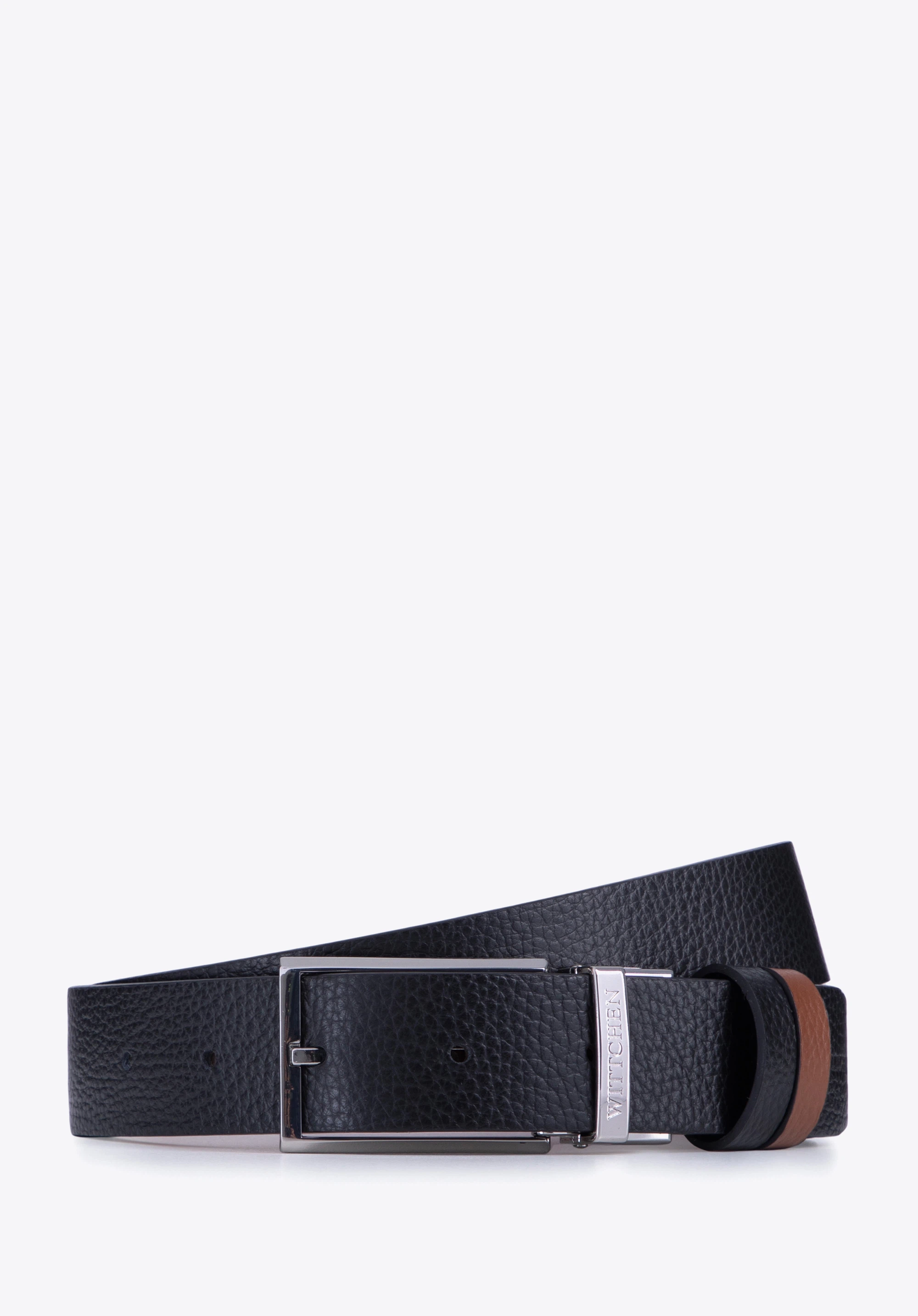 Beidseitiger Ledergürtel für Herren klassisch, schwarz-braun, 98-8M-901-8-10, Bild 1