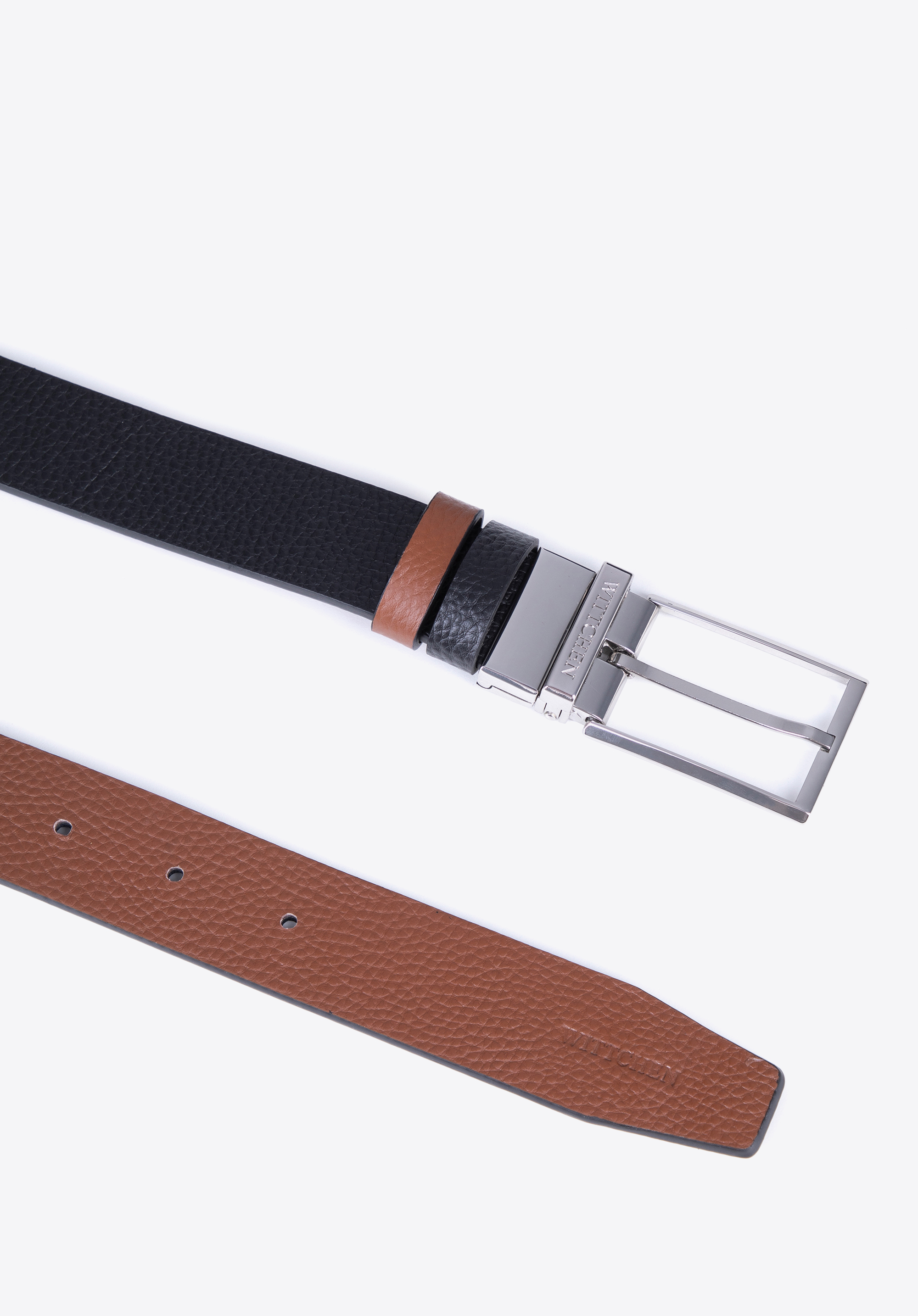Beidseitiger Ledergürtel für Herren klassisch, schwarz-braun, 98-8M-901-8-10, Bild 1