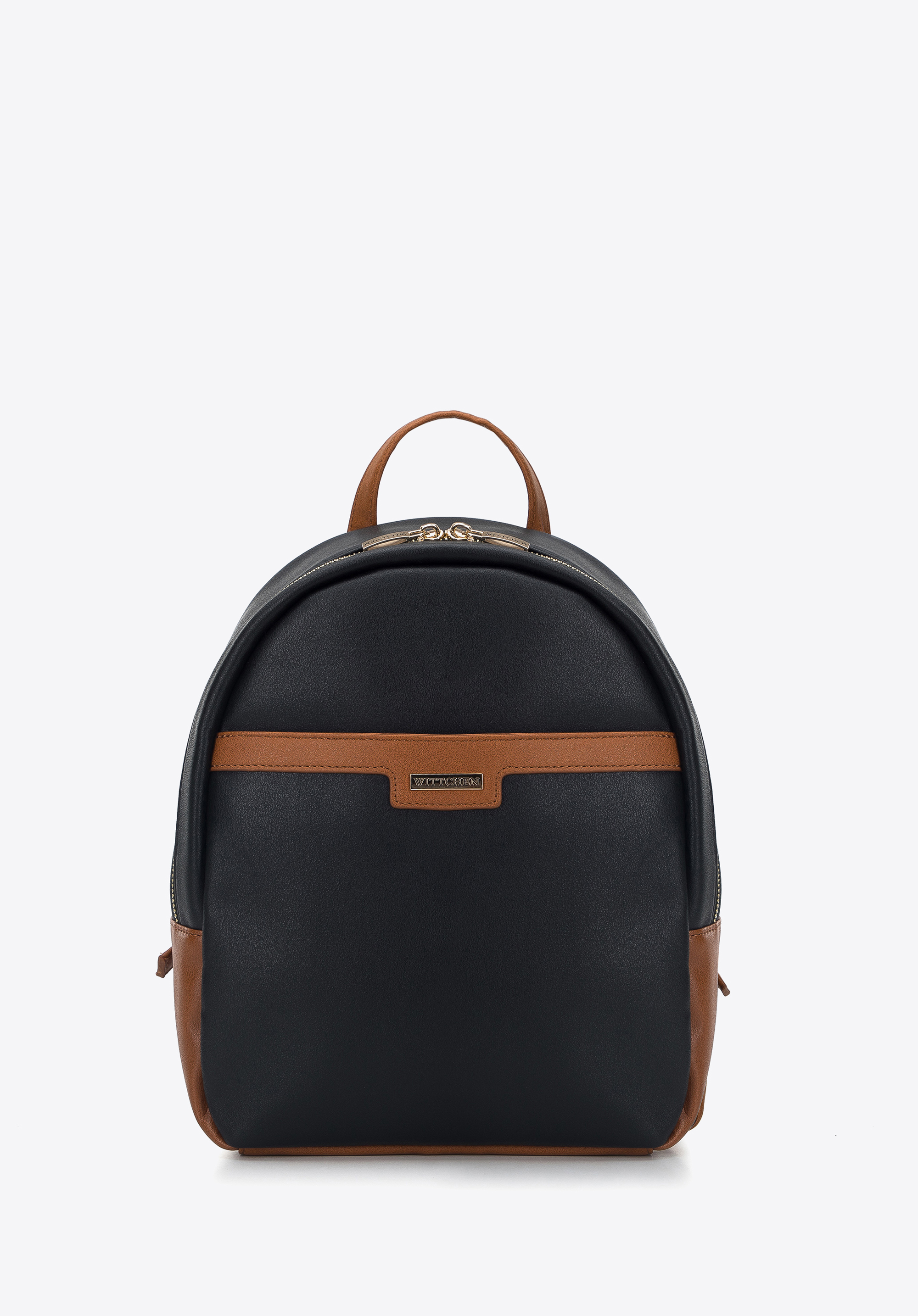 Rucksack aus Kunstleder für Damen zweifarbige, schwarz-braun, 95-4Y-030-1, Bild 1